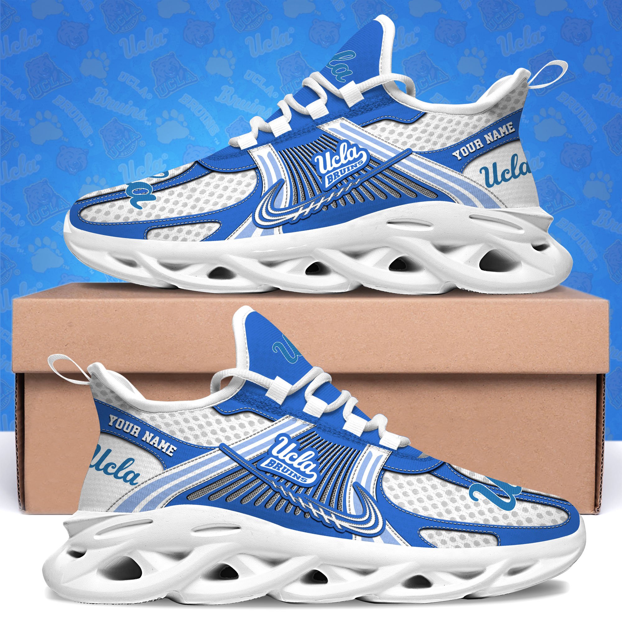 UCLA Bruins Clunky Sneakers Custom Your Name, Sport Sneakers, Sport Gifts For Fan, Gifts For Him