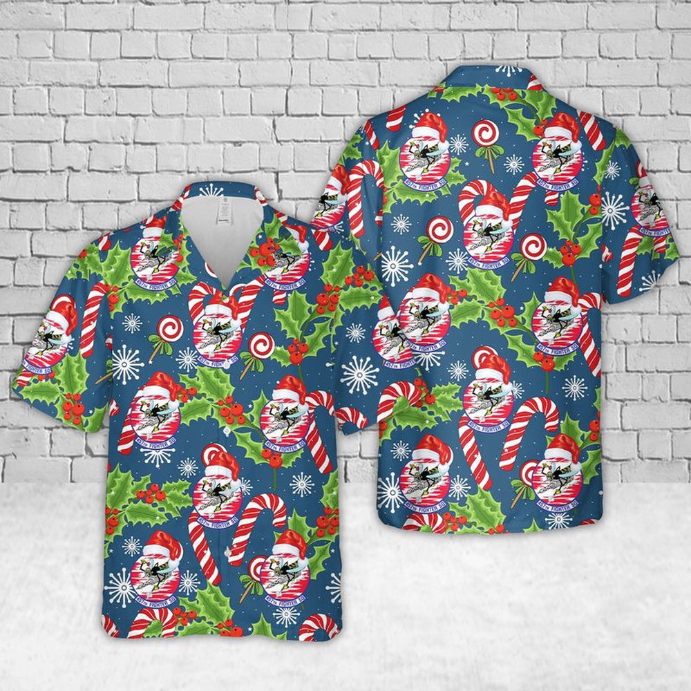 US Air Force 457th Fighter Squadron Christmas Hawaiian Shirt, Xmas Hawaiian Shirts, Christmas Aloha Shirts