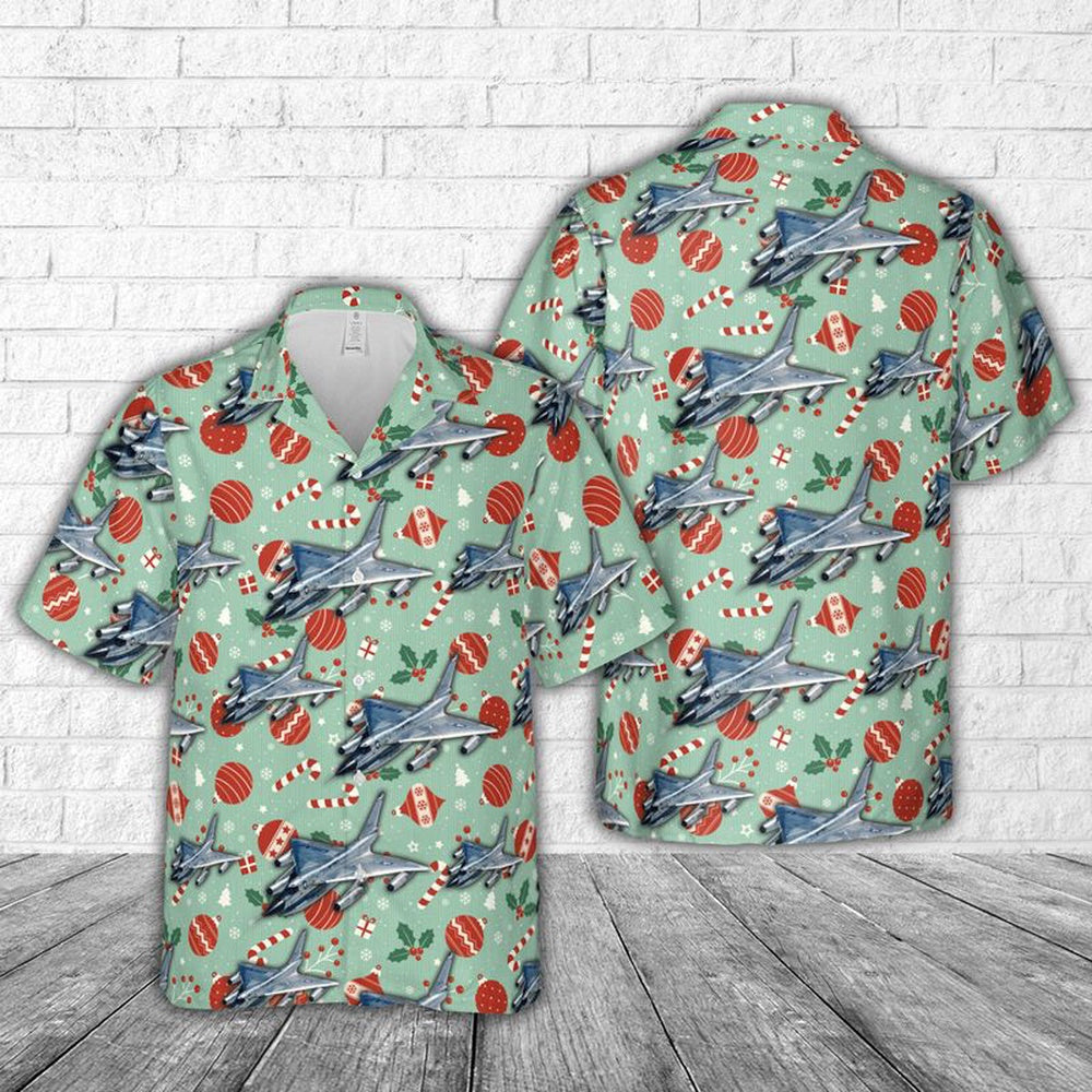 US Air Force Convair B-58 Hustler Christmas Seamless Hawaiian Shirt, Xmas Hawaiian Shirts, Christmas Aloha Shirts