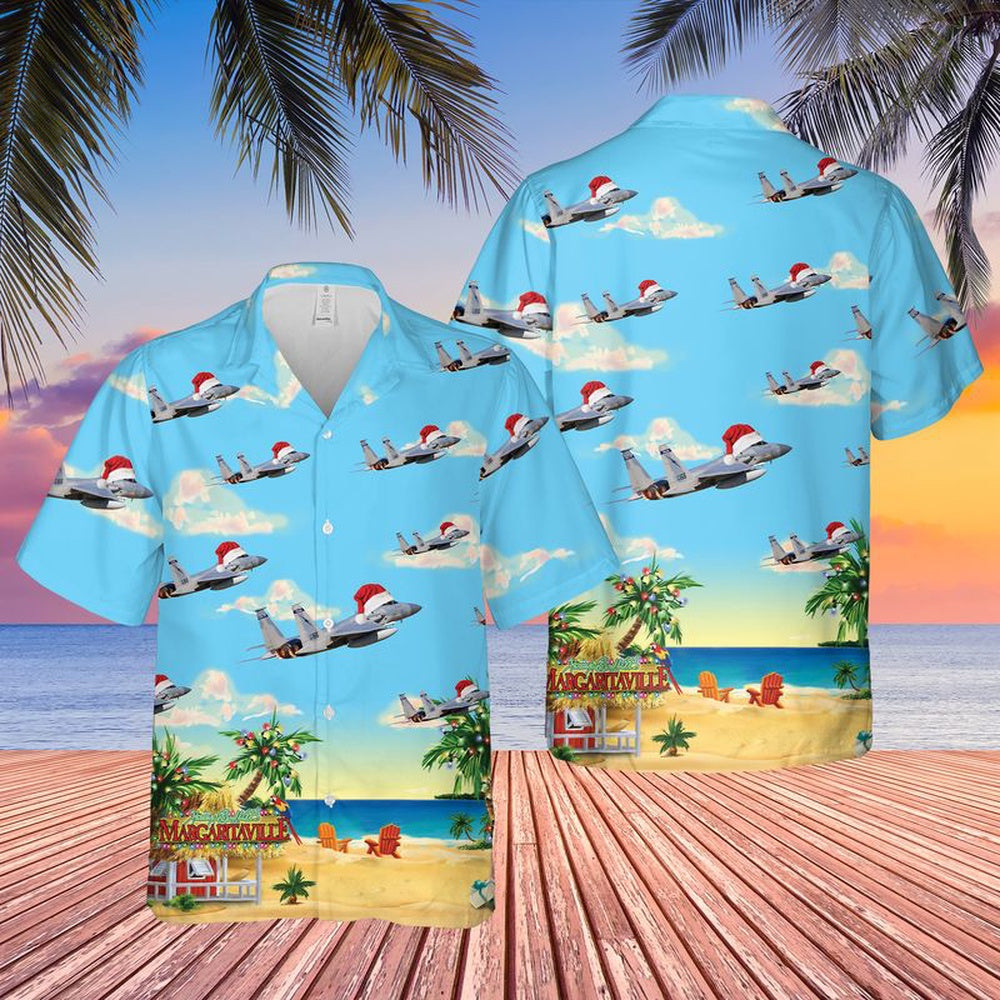 US Air Force Florida Air National Guard F-15 Eagle Christmas Hawaiian Shirt, Xmas Hawaiian Shirts, Christmas Aloha Shirts