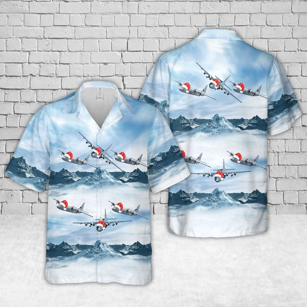 US Air Force Lockheed AC-130 Christmas Hawaiian Shirt, Xmas Hawaiian Shirts, Christmas Aloha Shirts