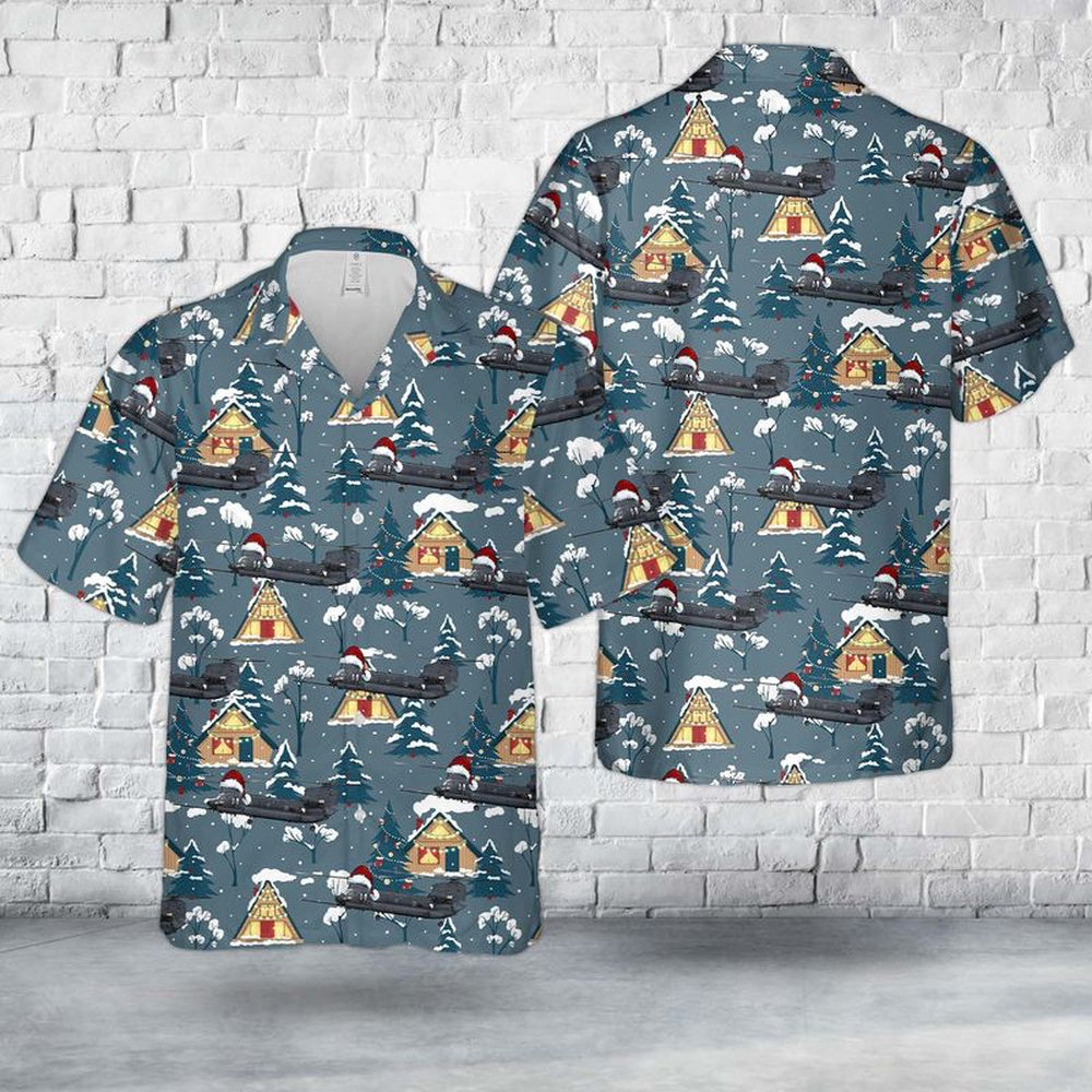 US Army 160th Special Operations Aviation Regiment MH-47G Chinook Christmas Hawaiian Shirt, Xmas Hawaiian Shirts, Christmas Aloha Shirts