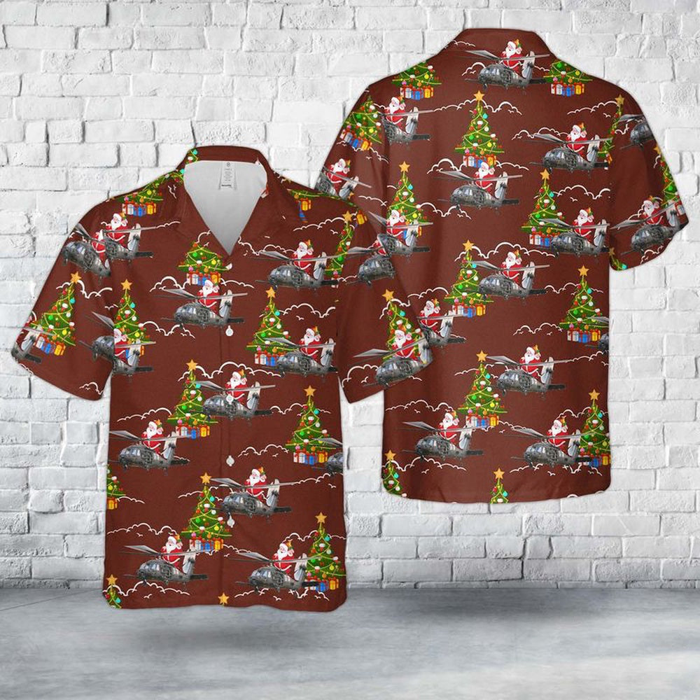 US Army 160th Special Operations Aviation Regiment MH-60M Blackhawk Christmas Hawaiian Shirt, Xmas Hawaiian Shirts, Christmas Aloha Shirts