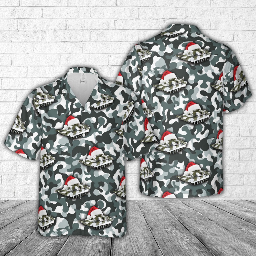 US Army M1A1 Abrams tank with RC 27MHz Winter Camo Christmas Hawaiian Shirt, Xmas Hawaiian Shirts, Christmas Aloha Shirts