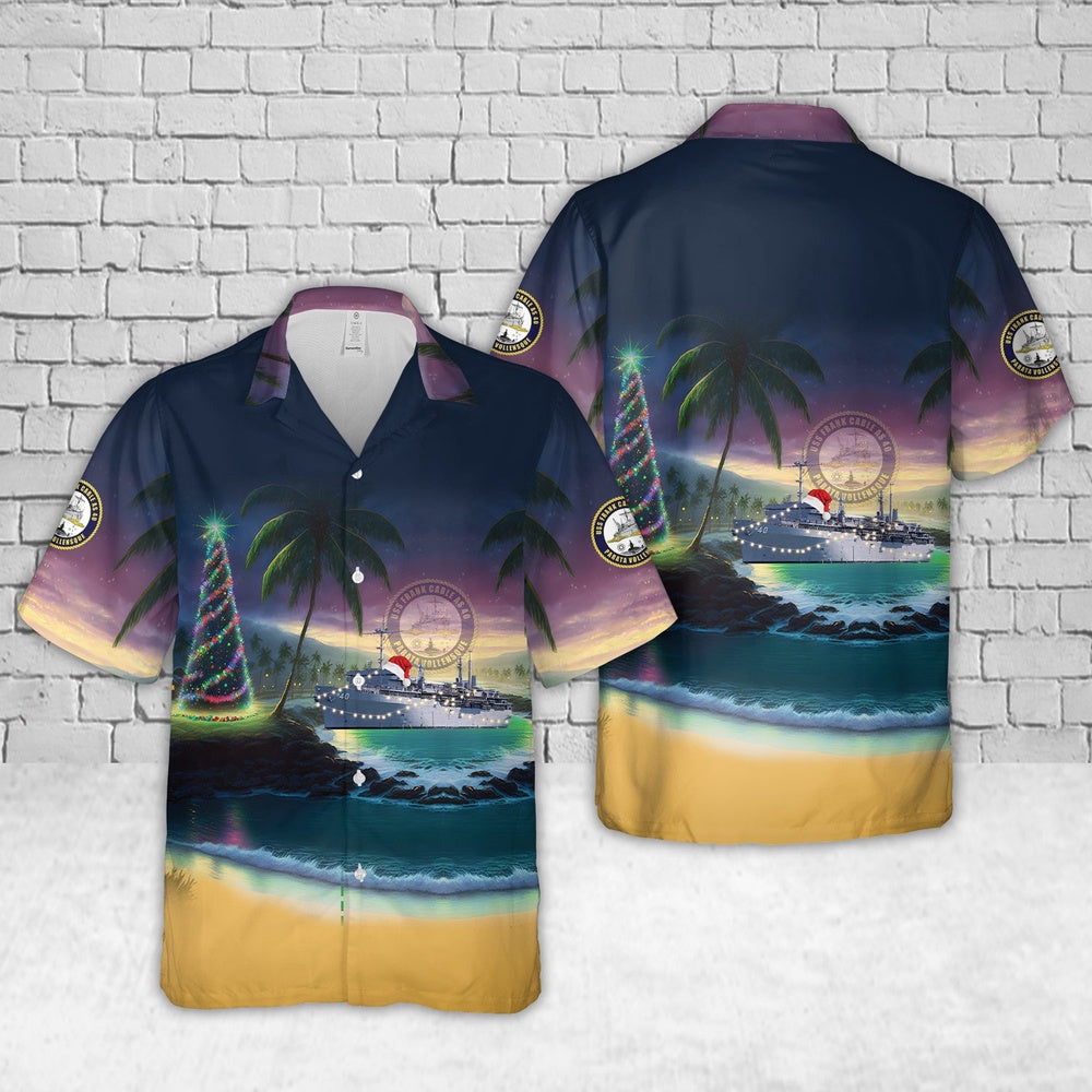 US Navy USS Frank Cable (AS-40) Christmas Hawaiian Shirt, Xmas Hawaiian Shirts, Christmas Aloha Shirts