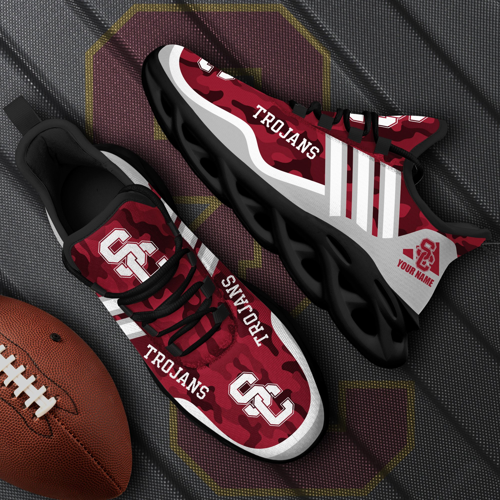 USC Trojans Black Max Soul Shoes 2025 Versions Custom Name 466