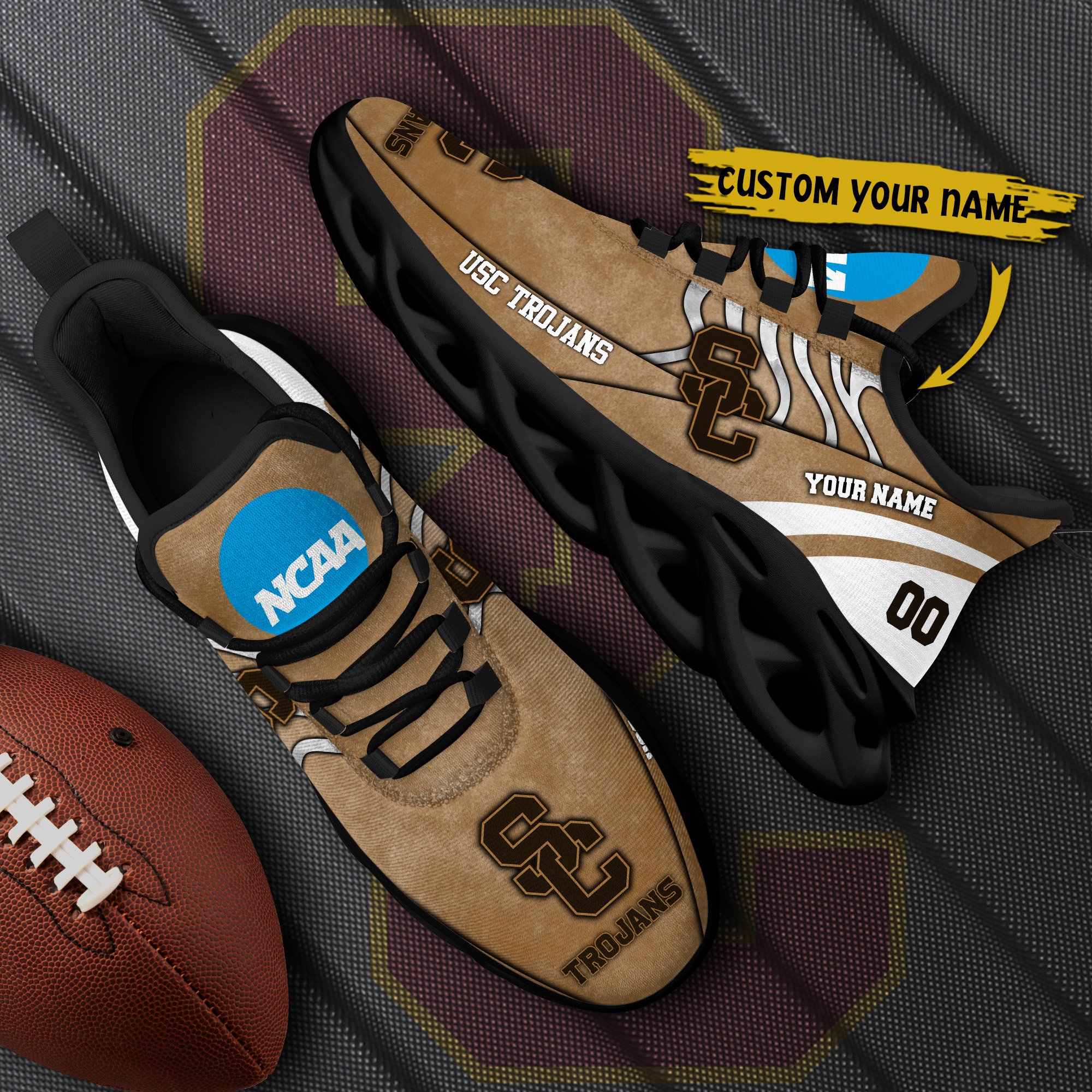 USC Trojans Black Max Soul Shoes 2025 Versions Custom Your Name And Number 312