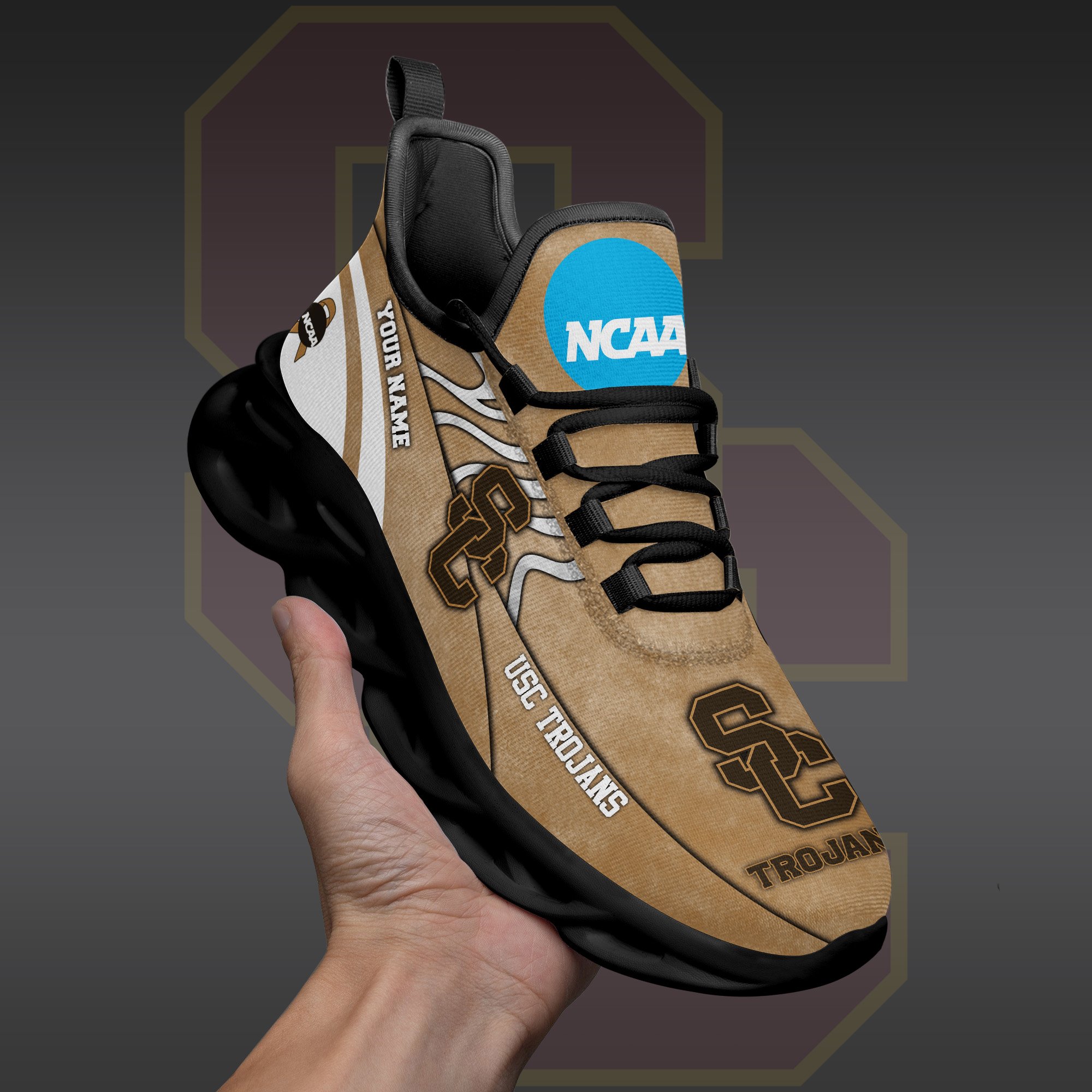 USC Trojans Black Max Soul Shoes 2025 Versions Custom Your Name And Number 312