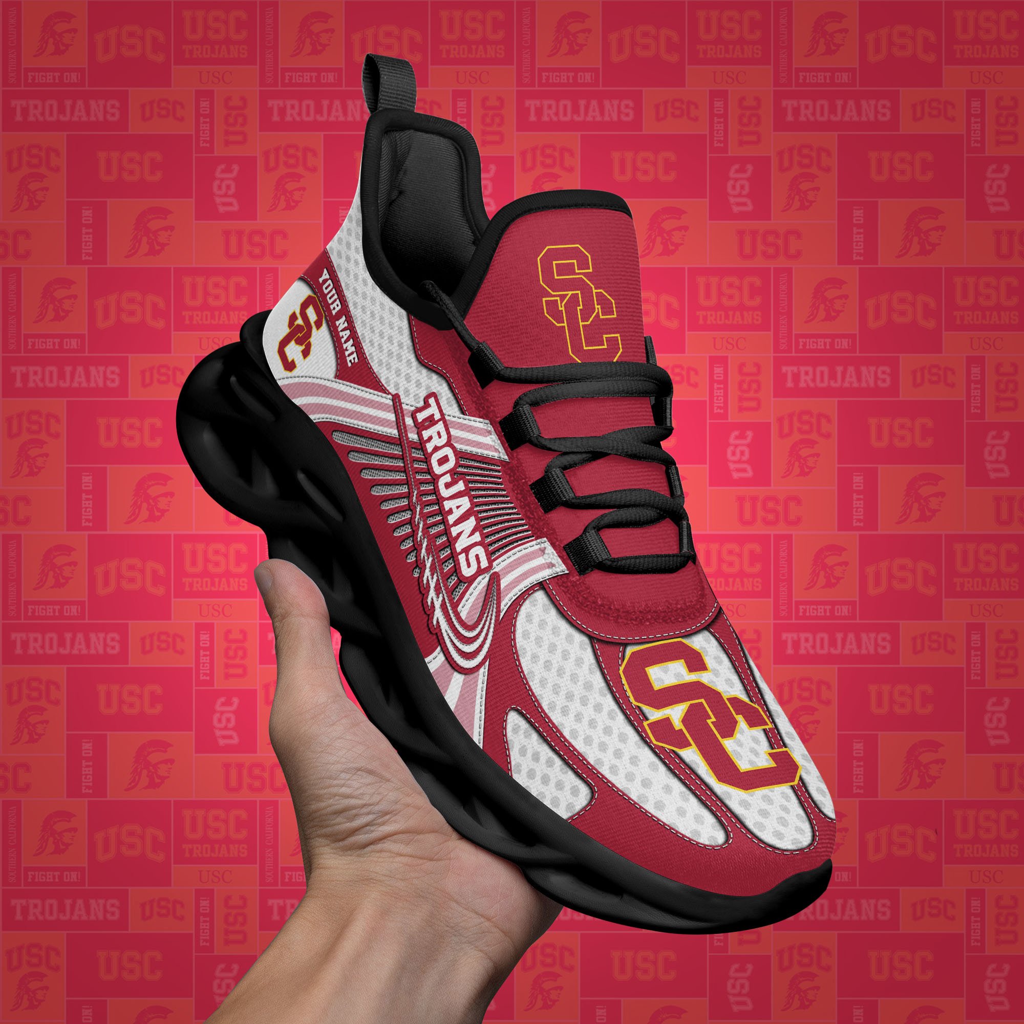 USC Trojans Clunky Sneakers Custom Your Name, Sport Sneakers, Sport Gifts For Fan, Gifts For Him