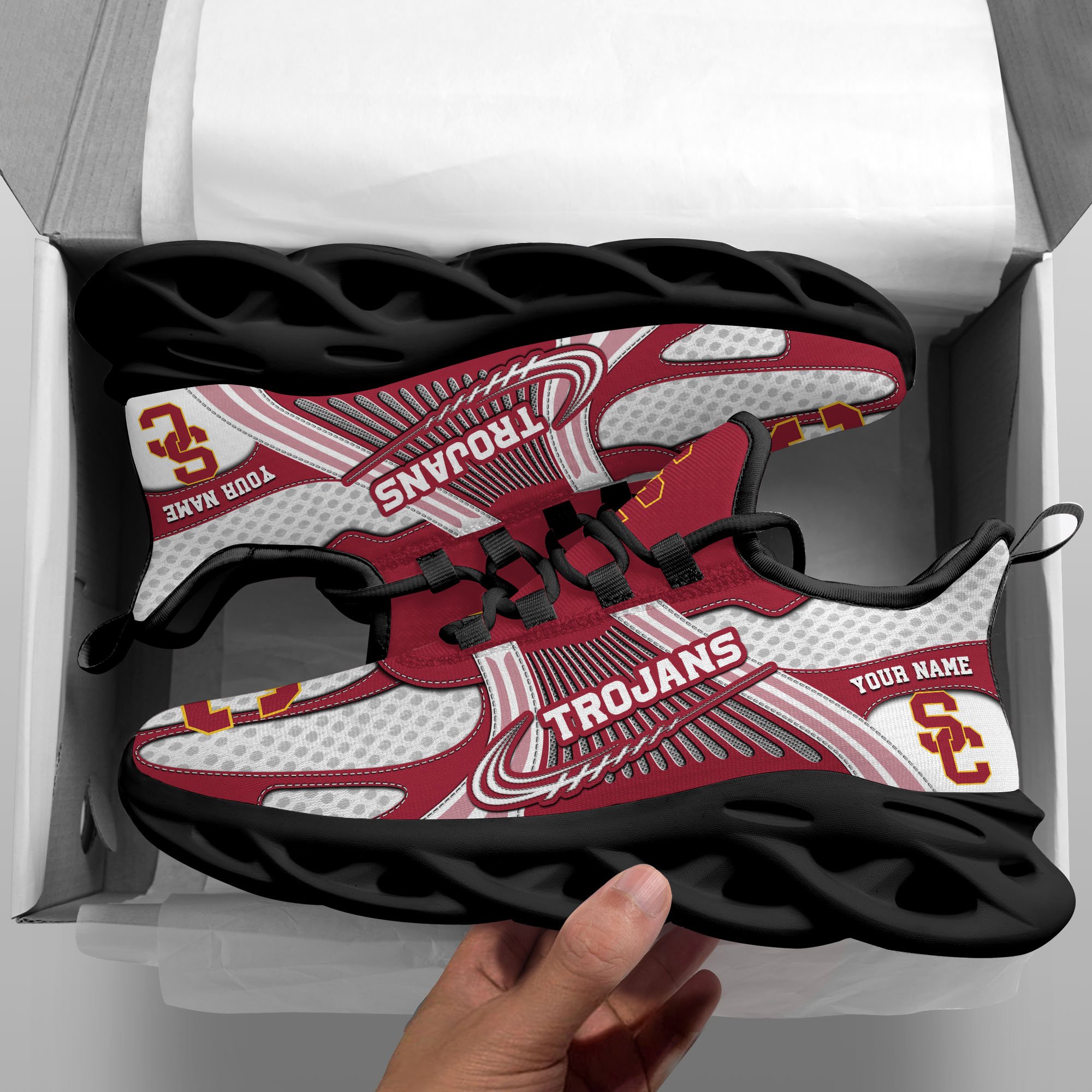 USC Trojans Clunky Sneakers Custom Your Name, Sport Sneakers, Sport Gifts For Fan, Gifts For Him