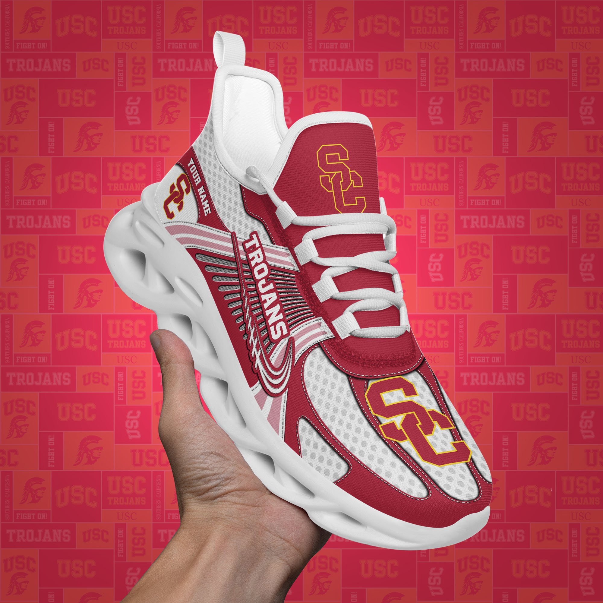 USC Trojans Clunky Sneakers Custom Your Name, Sport Sneakers, Sport Gifts For Fan, Gifts For Him