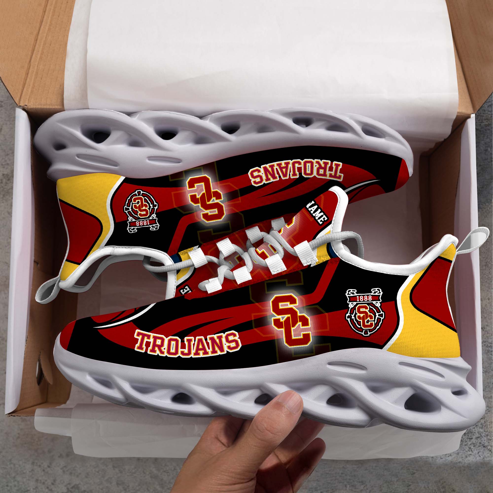 USC Trojans White C Sneakers 2025 Version Personalized Your Name 090
