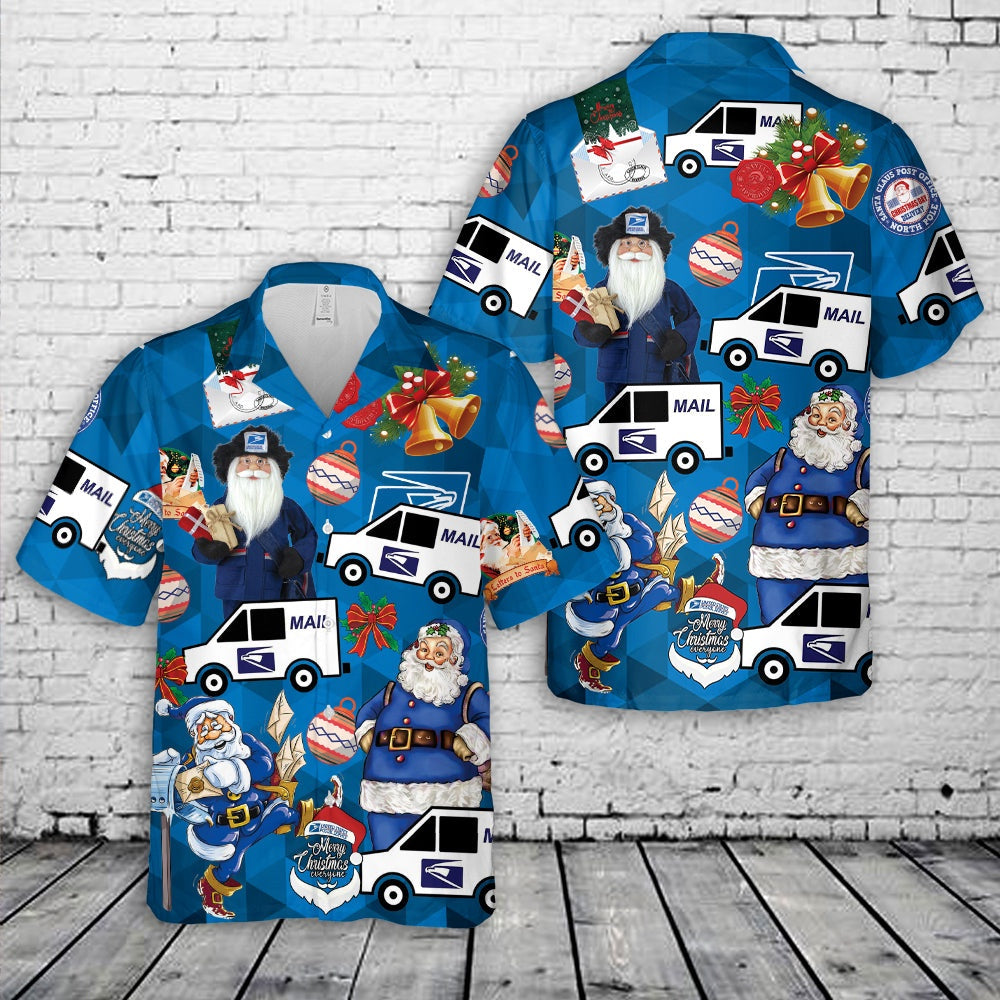 USPS Mail Christmas Hawaiian Shirt, Xmas Hawaiian Shirts, Christmas Aloha Shirts