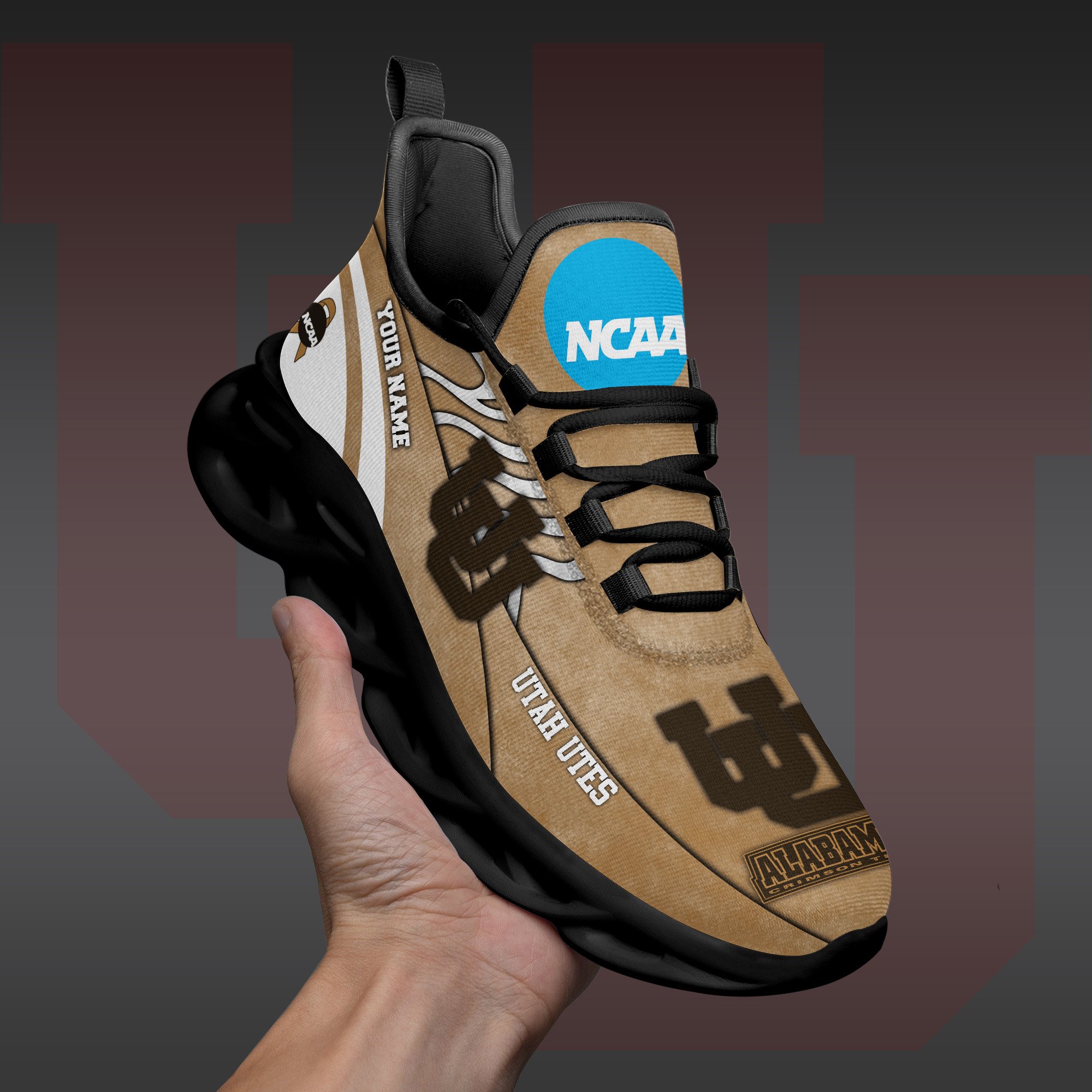 Utah Utes Black Max Soul Shoes 2025 Versions Custom Your Name And Number 312