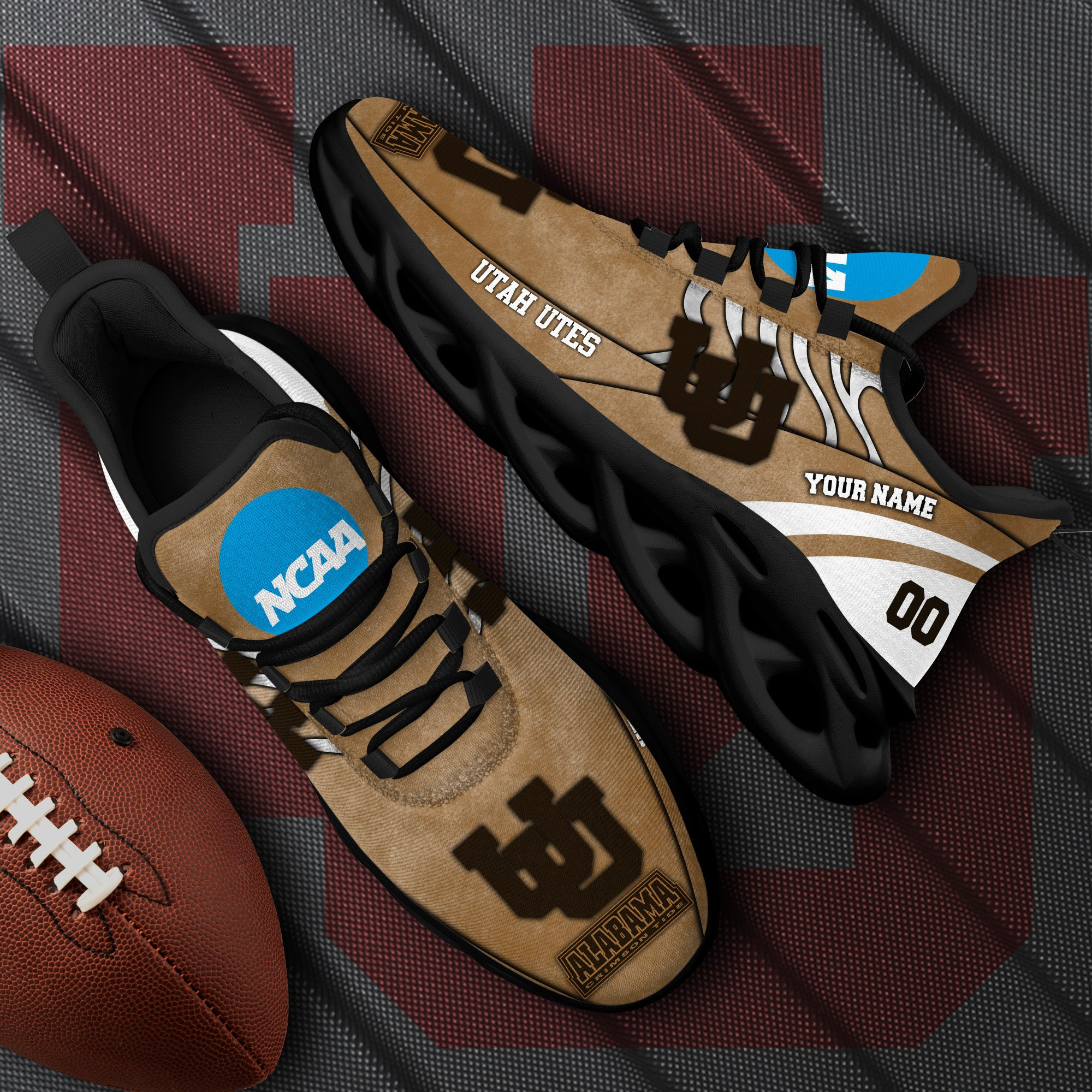 Utah Utes Black Max Soul Shoes 2025 Versions Custom Your Name And Number 312