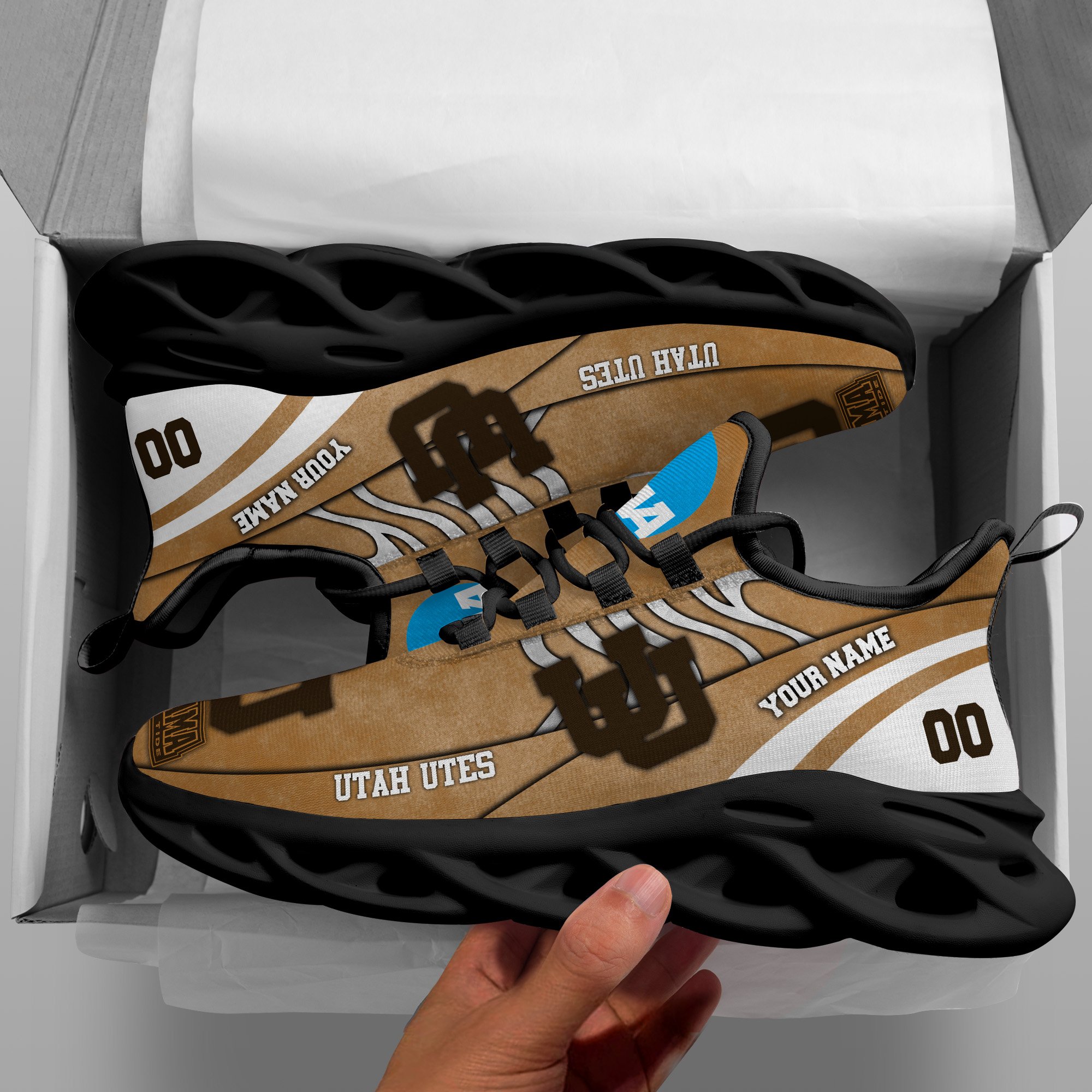 Utah Utes Black Max Soul Shoes 2025 Versions Custom Your Name And Number 312