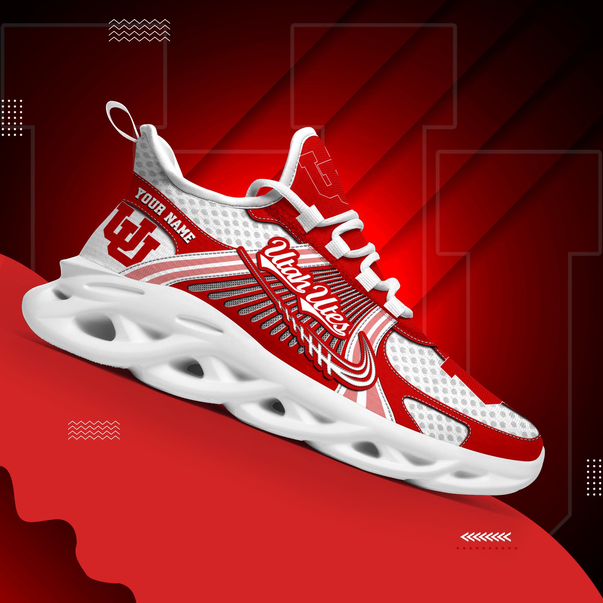 Utah Utes Clunky Sneakers Custom Your Name, Sport Sneakers, Sport Gifts For Fan, Gifts For Him