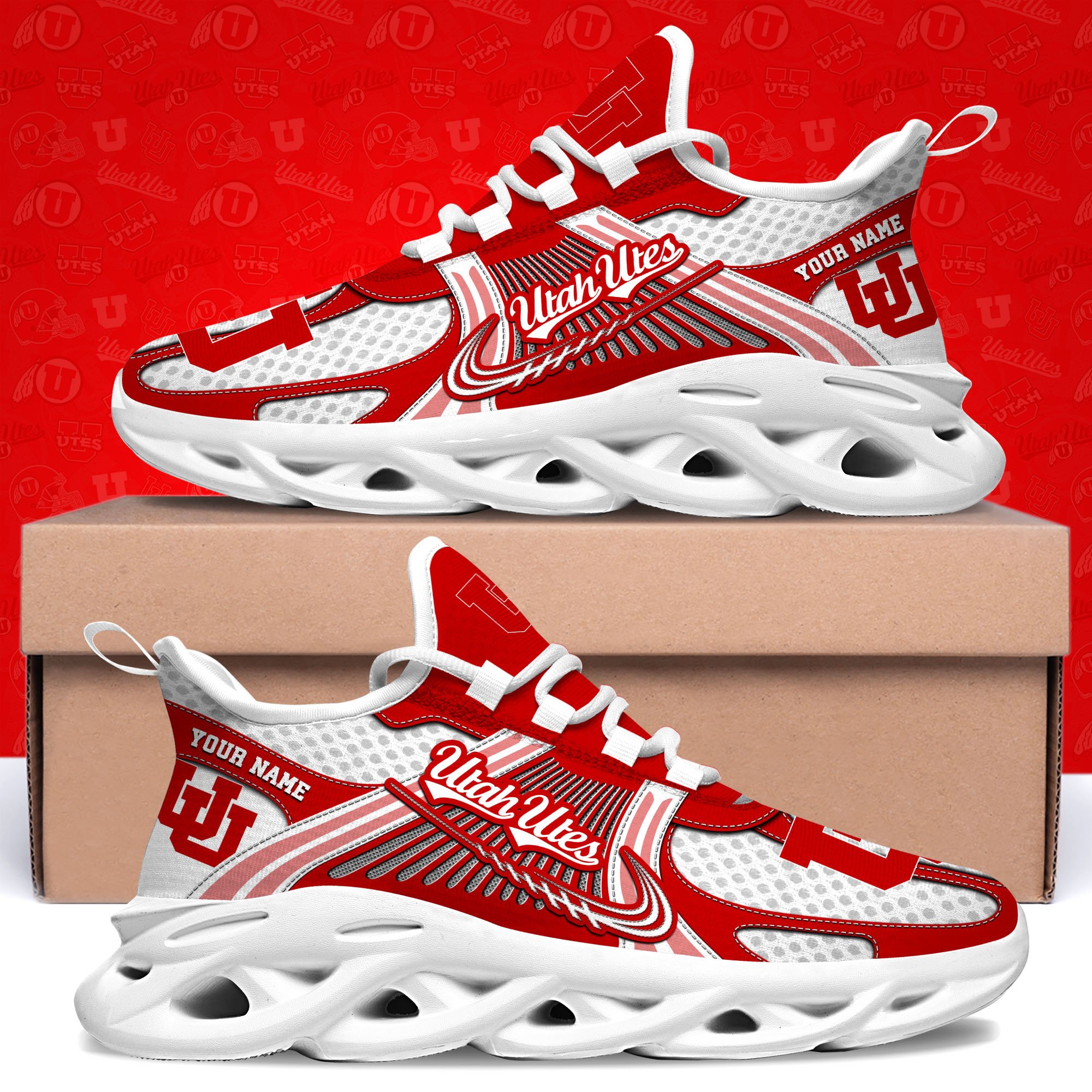 Utah Utes Clunky Sneakers Custom Your Name, Sport Sneakers, Sport Gifts For Fan, Gifts For Him