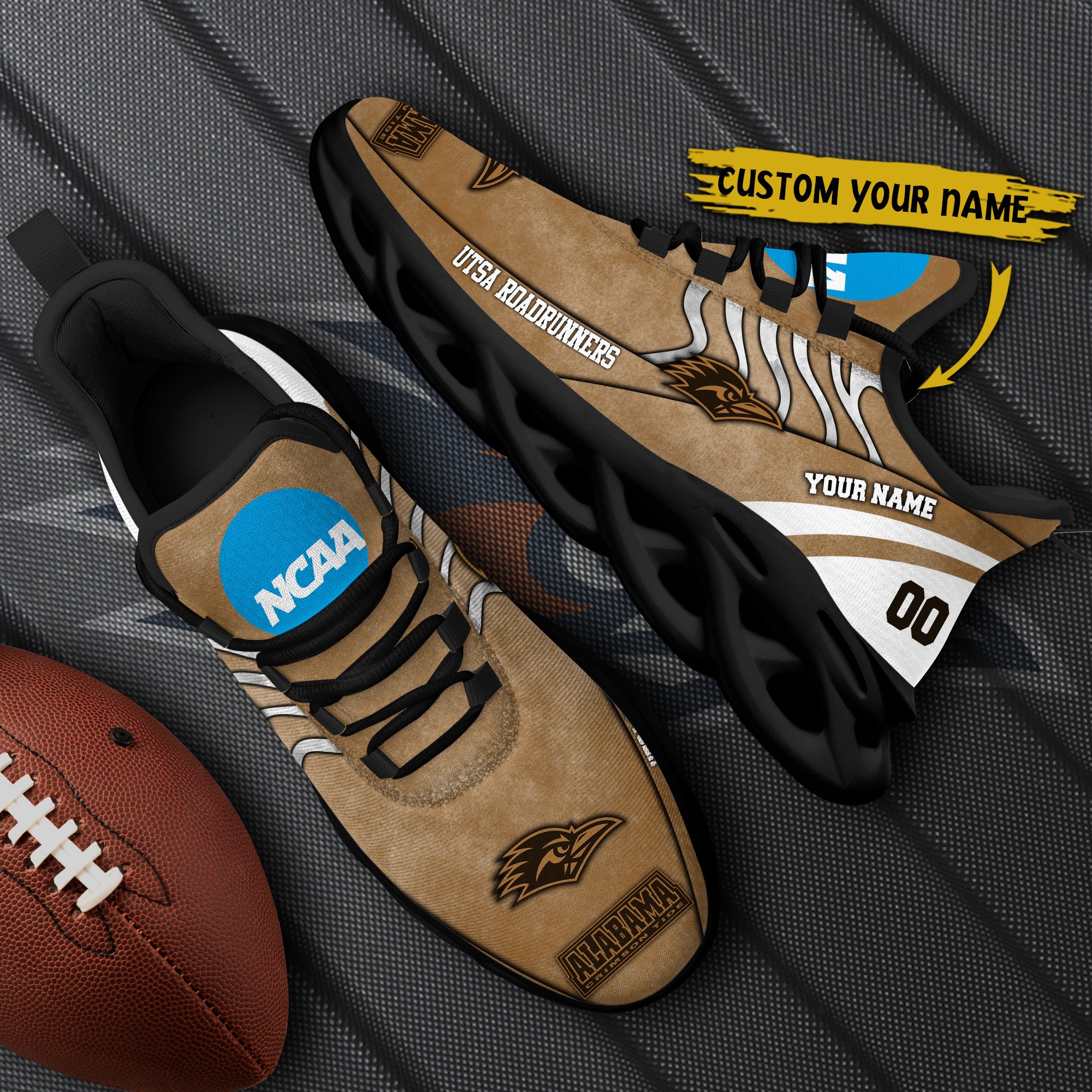 UTSA Roadrunners Black Max Soul Shoes 2025 Versions Custom Your Name And Number 312