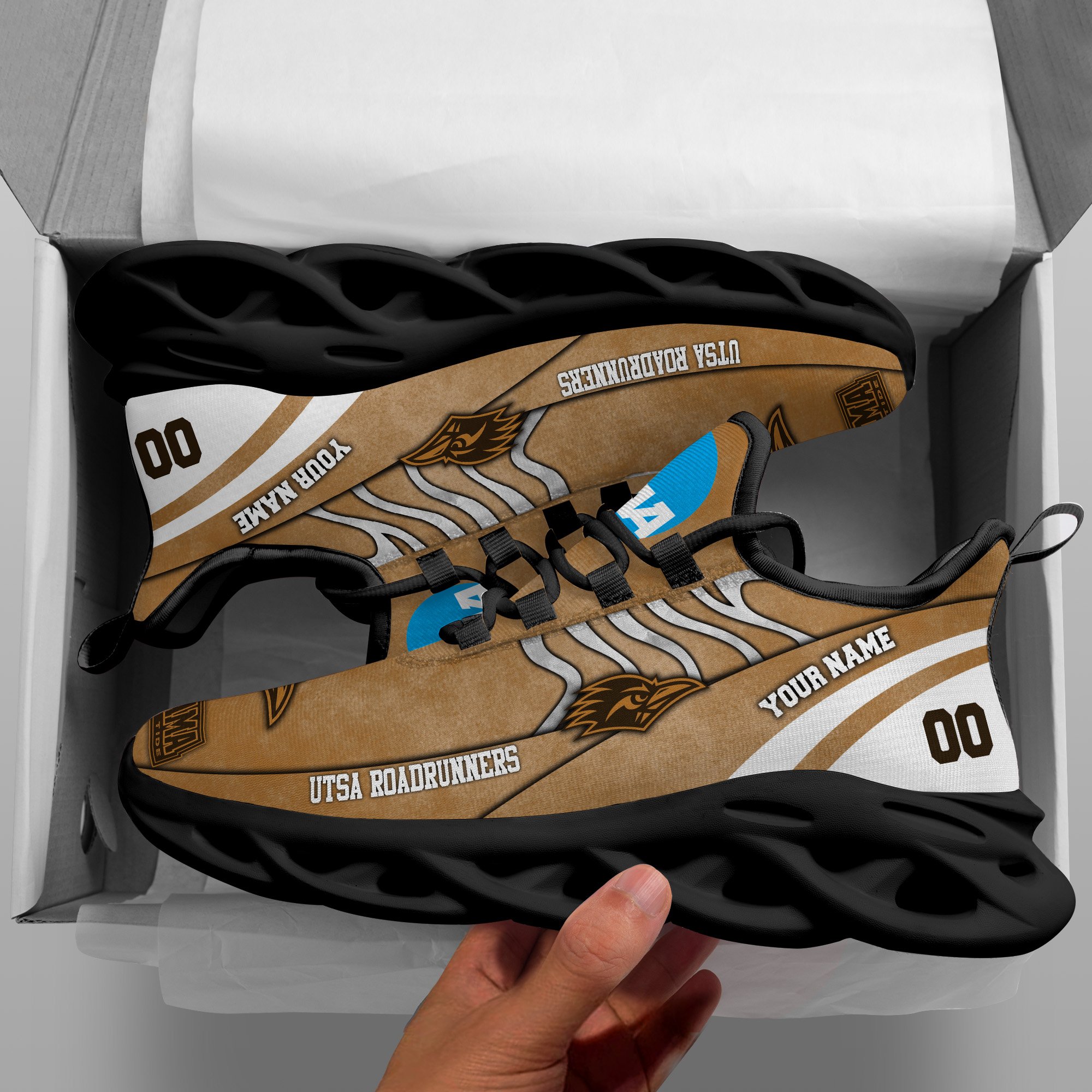 UTSA Roadrunners Black Max Soul Shoes 2025 Versions Custom Your Name And Number 312