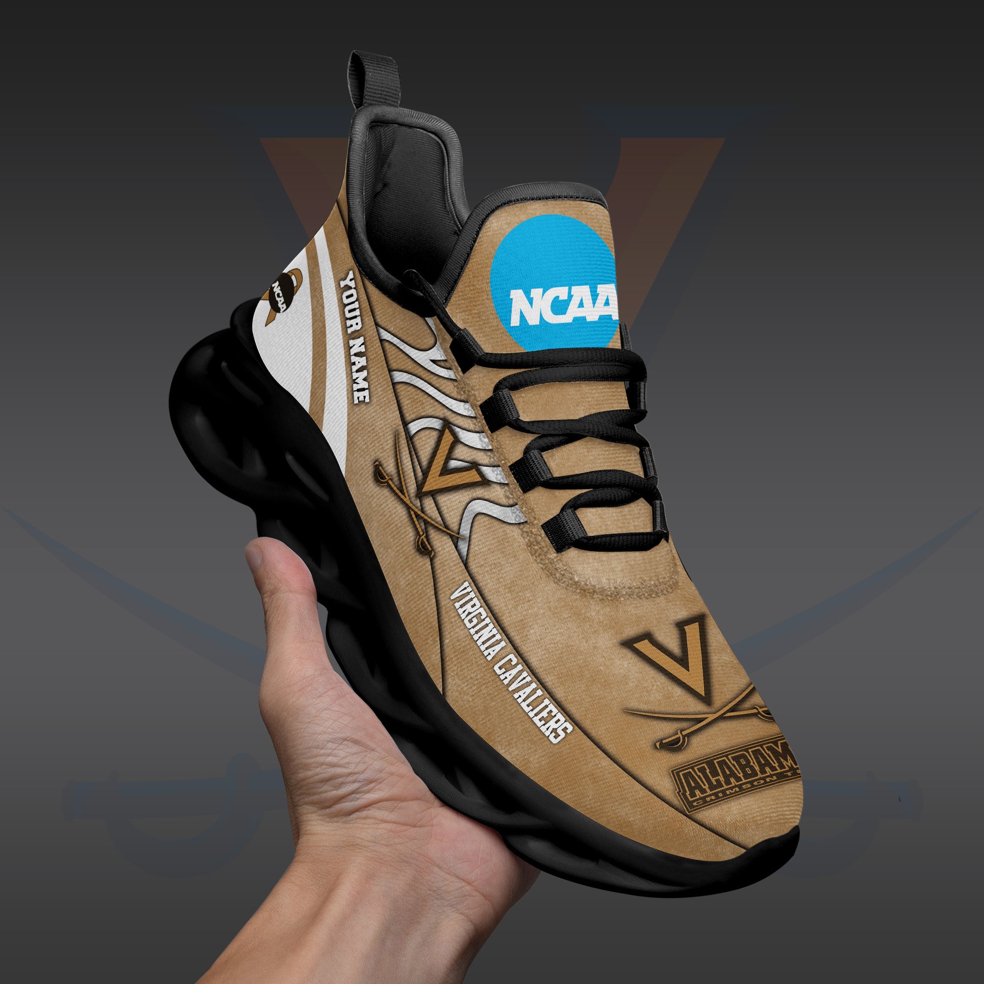 Virginia Cavaliers Black Max Soul Shoes 2025 Versions Custom Your Name And Number 312