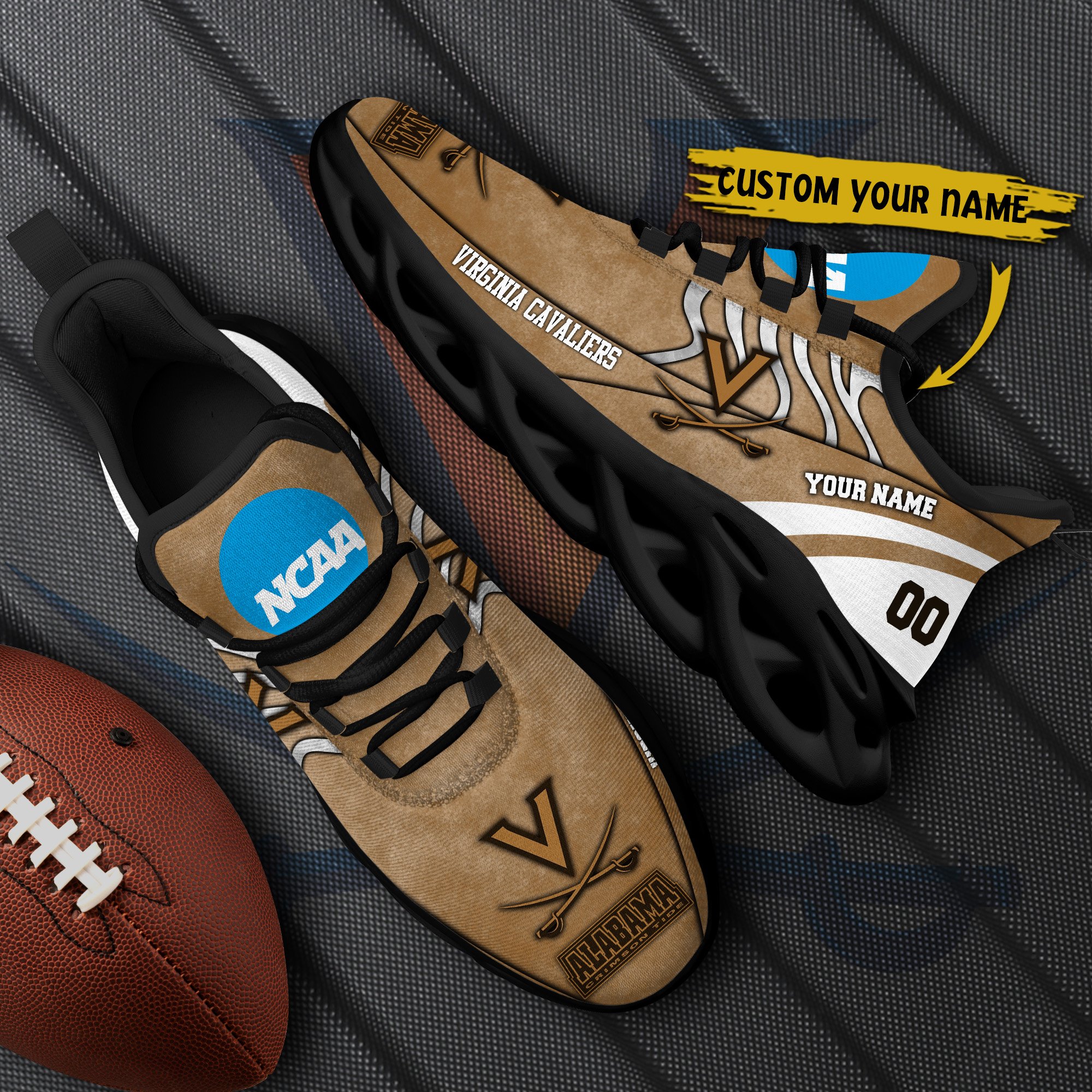 Virginia Cavaliers Black Max Soul Shoes 2025 Versions Custom Your Name And Number 312