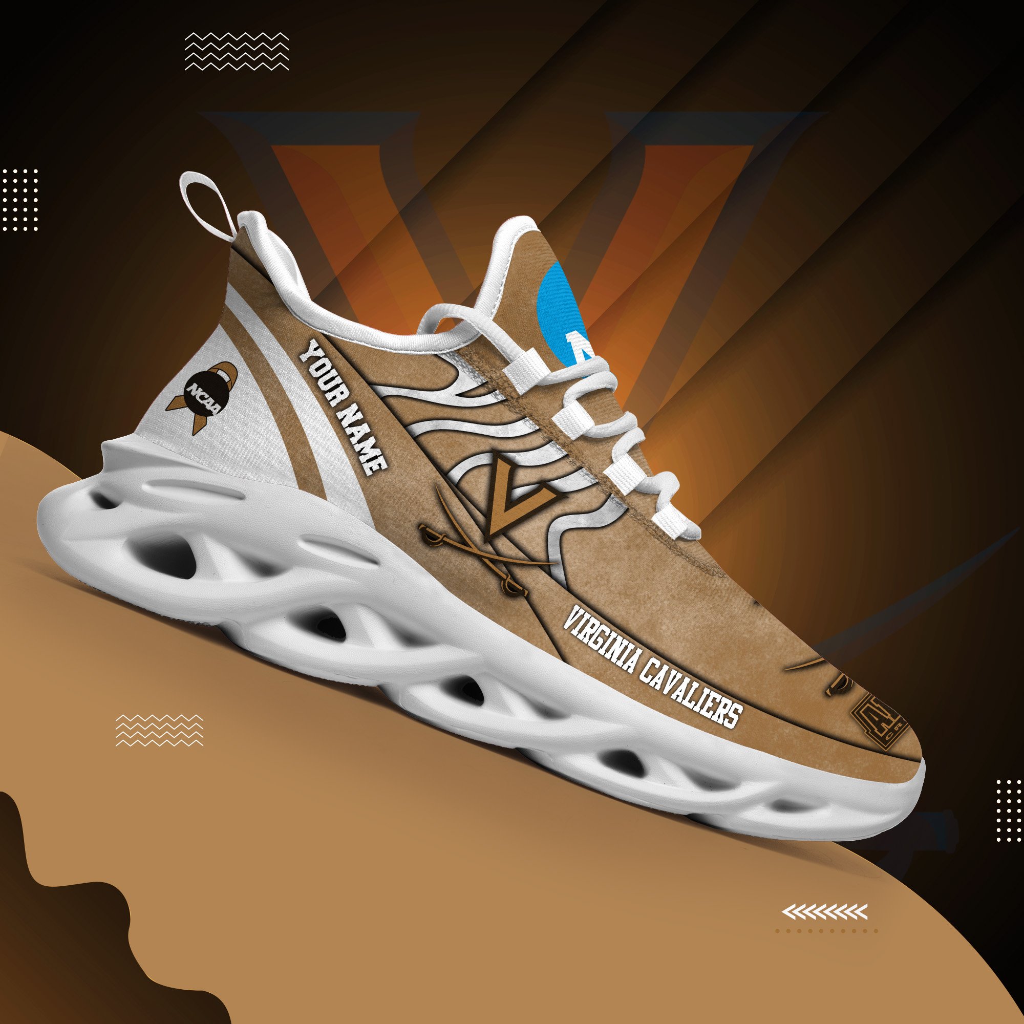 Virginia Cavaliers Black Max Soul Shoes 2025 Versions Custom Your Name And Number 312