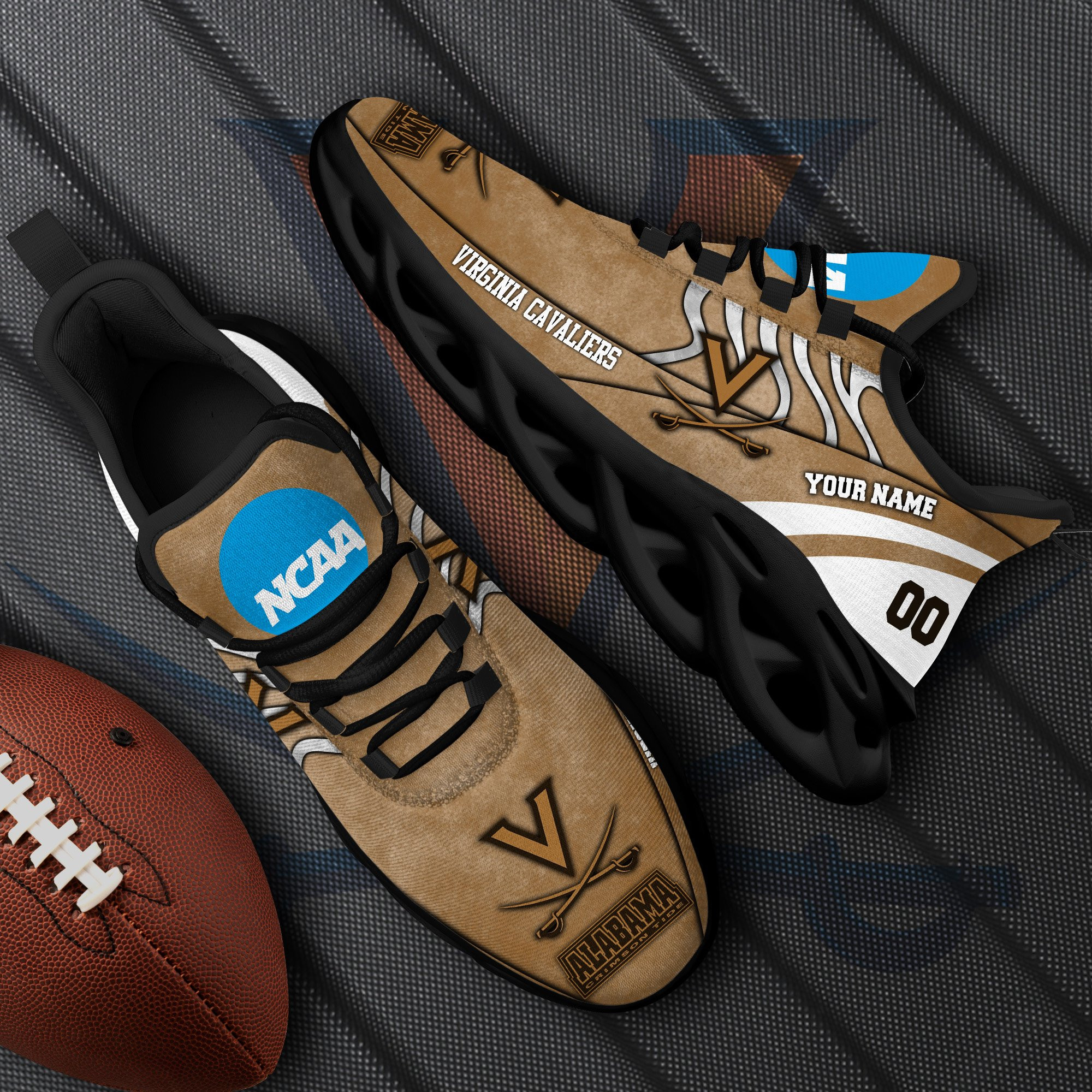 Virginia Cavaliers Black Max Soul Shoes 2025 Versions Custom Your Name And Number 312