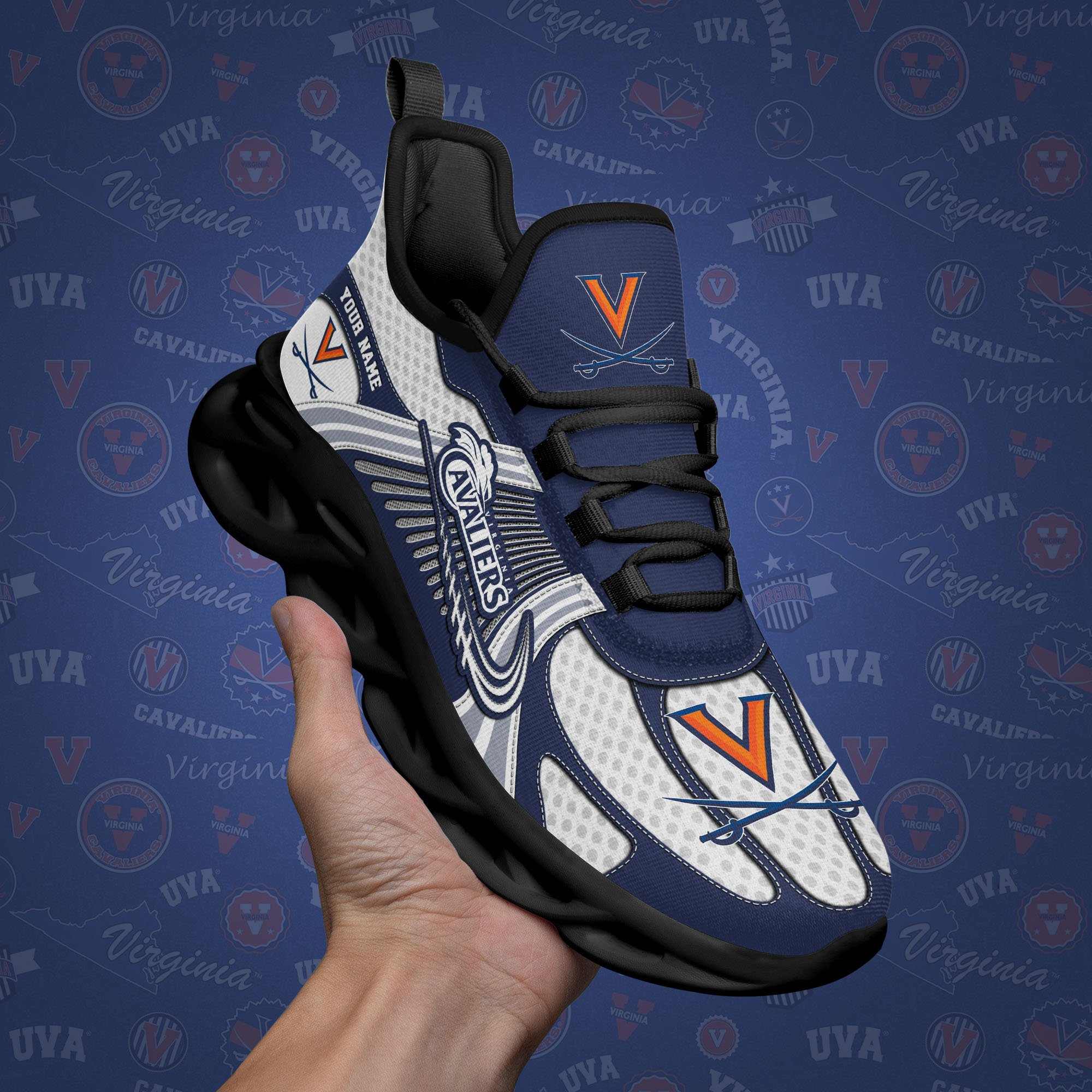 Virginia Cavaliers Clunky Sneakers Custom Your Name, Sport Sneakers, Sport Gifts For Fan, Gifts For Him