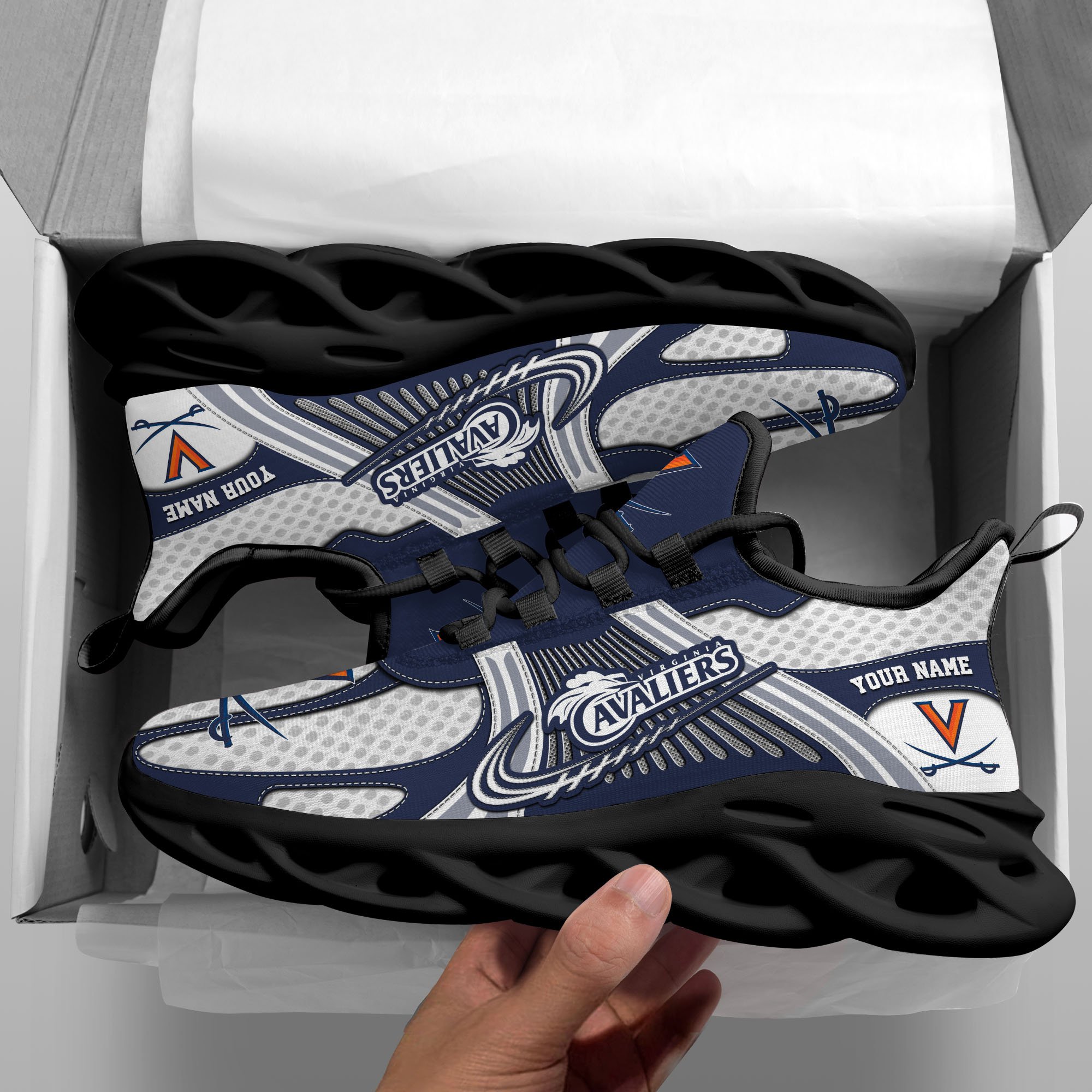 Virginia Cavaliers Clunky Sneakers Custom Your Name, Sport Sneakers, Sport Gifts For Fan, Gifts For Him