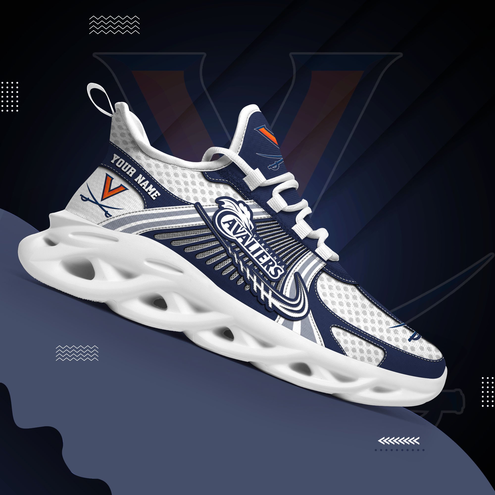 Virginia Cavaliers Clunky Sneakers Custom Your Name, Sport Sneakers, Sport Gifts For Fan, Gifts For Him