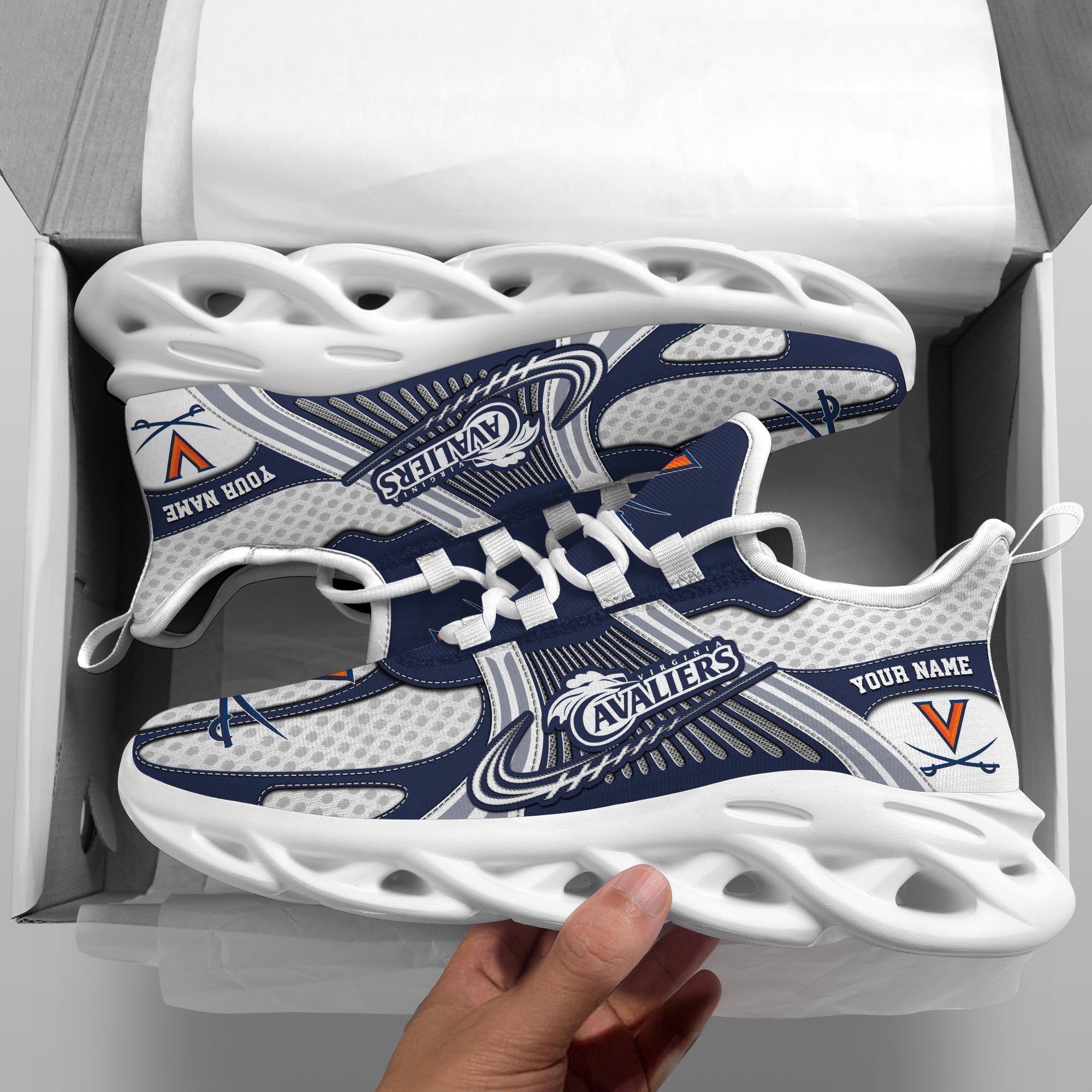 Virginia Cavaliers Clunky Sneakers Custom Your Name, Sport Sneakers, Sport Gifts For Fan, Gifts For Him