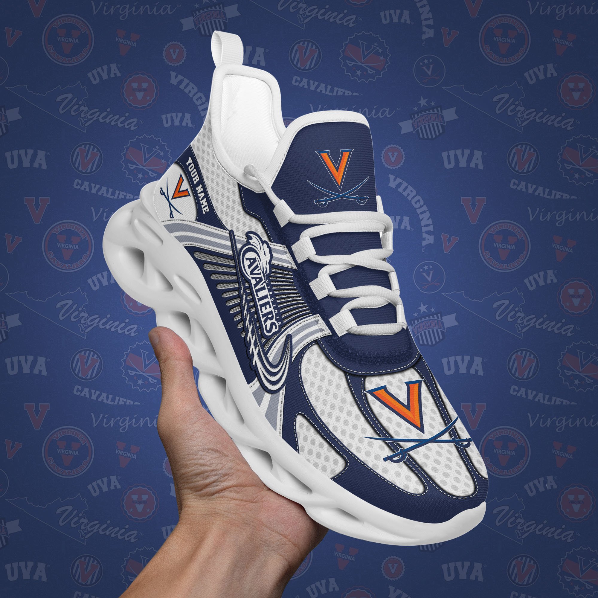 Virginia Cavaliers Clunky Sneakers Custom Your Name, Sport Sneakers, Sport Gifts For Fan, Gifts For Him