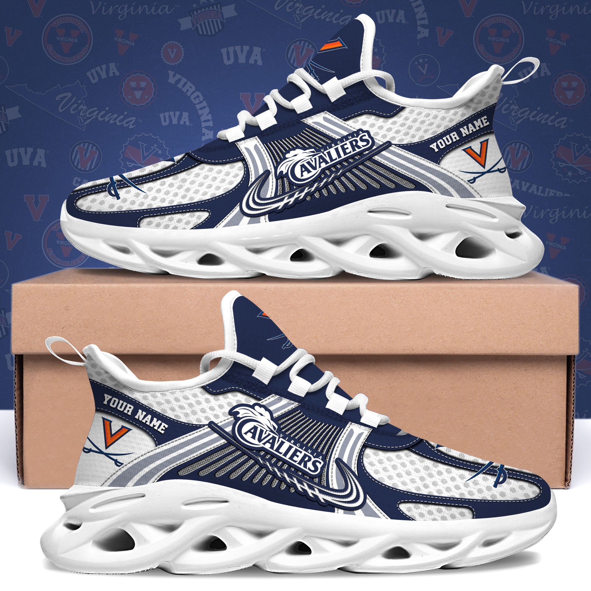 Virginia Cavaliers Clunky Sneakers Custom Your Name, Sport Sneakers, Sport Gifts For Fan, Gifts For Him