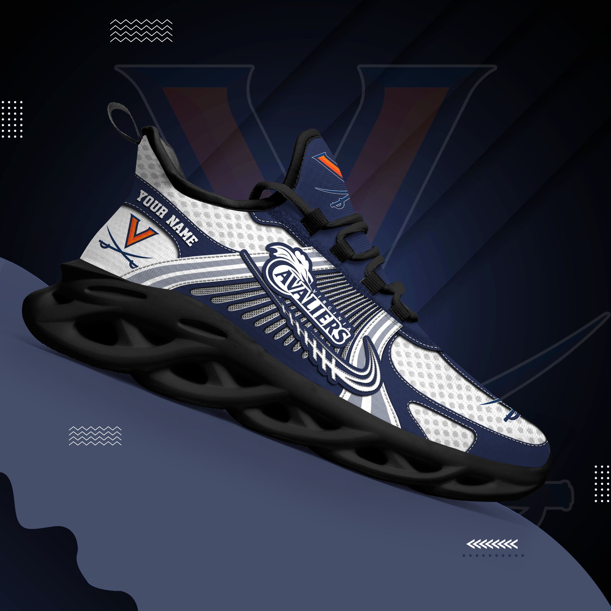 Virginia Cavaliers Clunky Sneakers Custom Your Name, Sport Sneakers, Sport Gifts For Fan, Gifts For Him