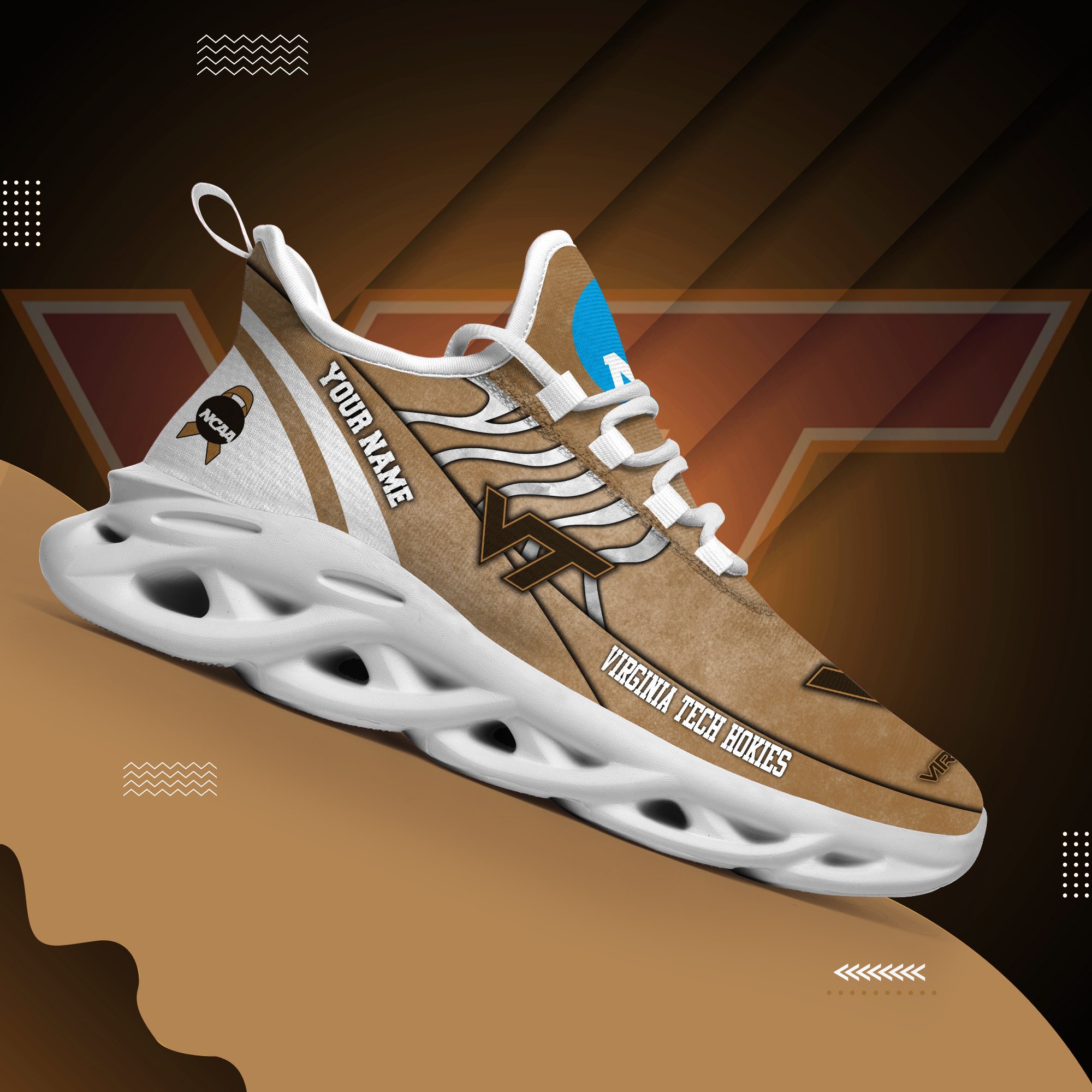 Virginia Tech Hokies Black Max Soul Shoes 2025 Versions Custom Your Name And Number 312