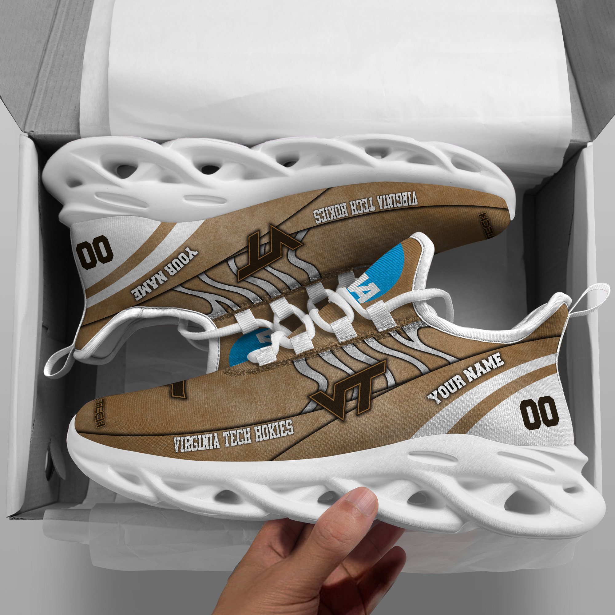 Virginia Tech Hokies Black Max Soul Shoes 2025 Versions Custom Your Name And Number 312