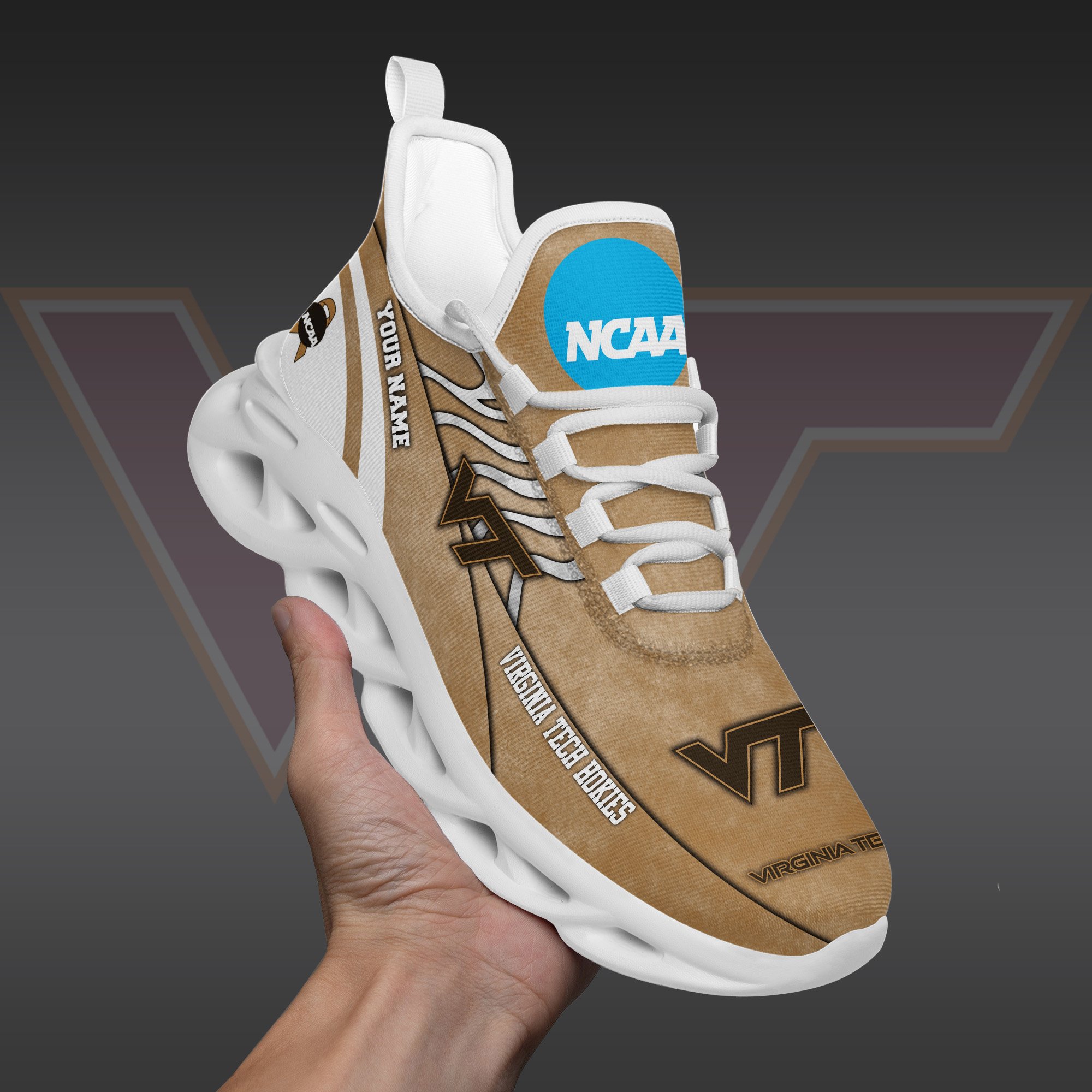 Virginia Tech Hokies Black Max Soul Shoes 2025 Versions Custom Your Name And Number 312