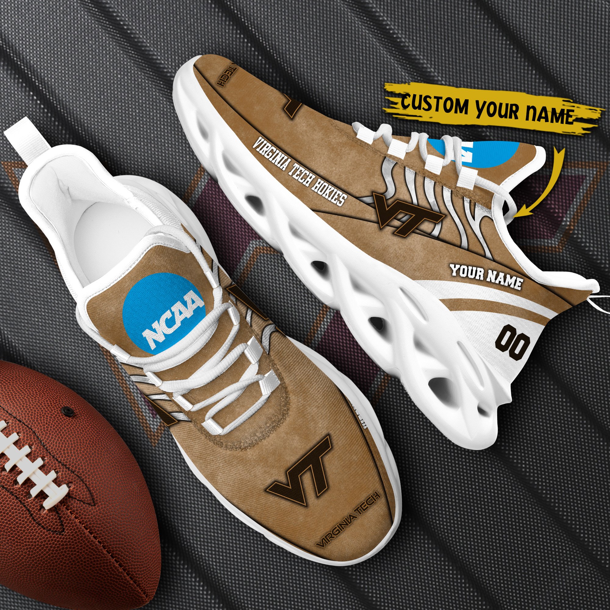 Virginia Tech Hokies Black Max Soul Shoes 2025 Versions Custom Your Name And Number 312