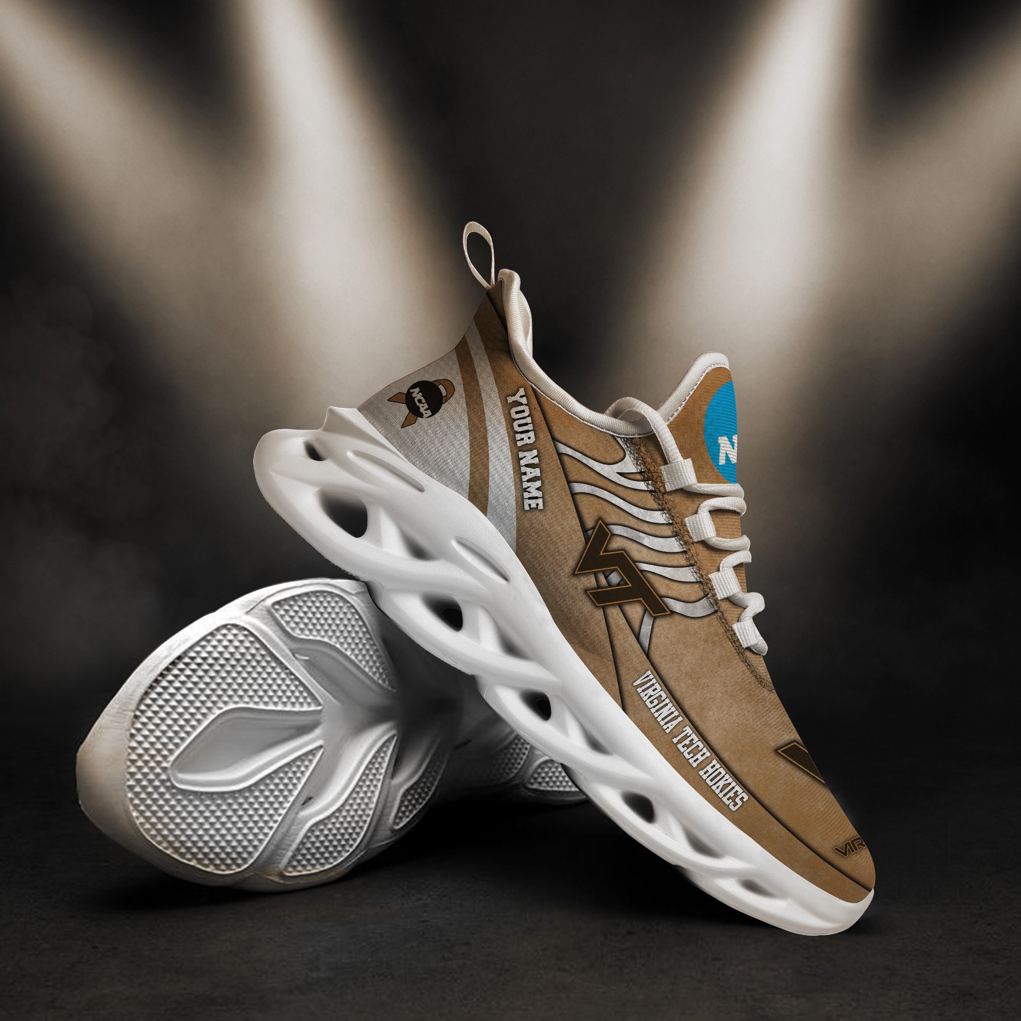 Virginia Tech Hokies Black Max Soul Shoes 2025 Versions Custom Your Name And Number 312