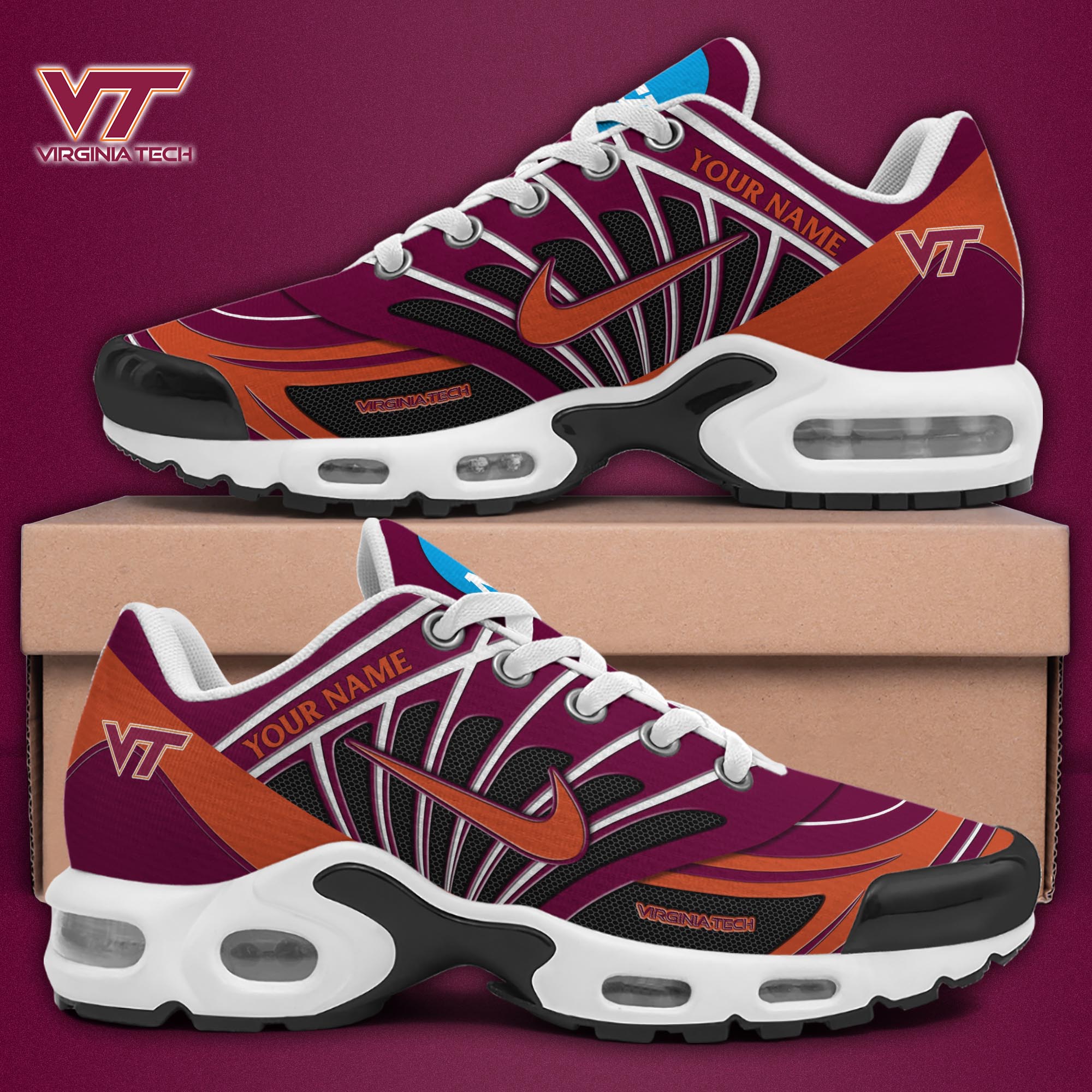 Virginia Tech Hokies TN Shoes 2025 Version Custom Name 