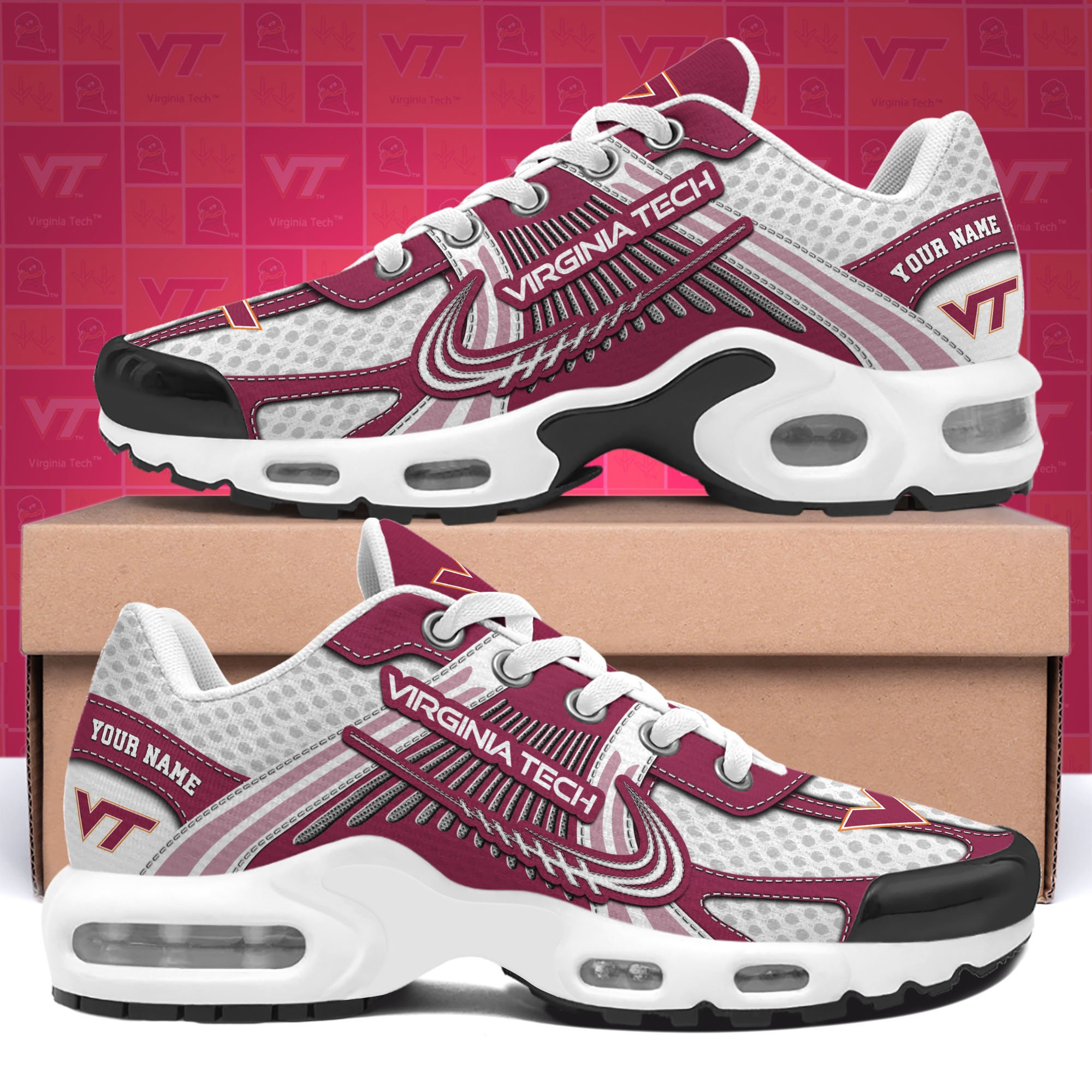Virginia Tech Hokies TN Shoes Custom Your Name, Sport Shoes 