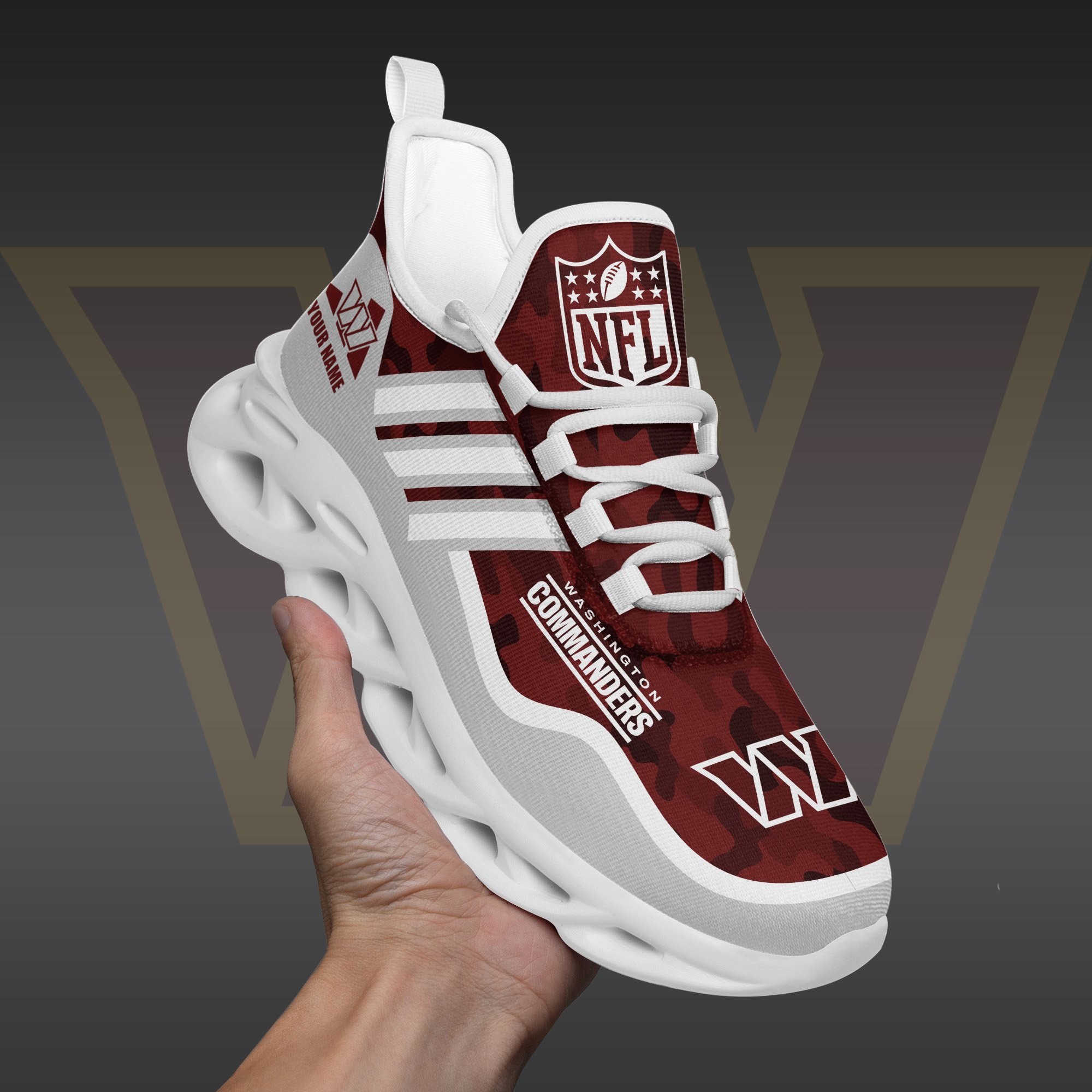 Washington Commanders Black Max Soul Shoes 2025 Versions Custom Name 430