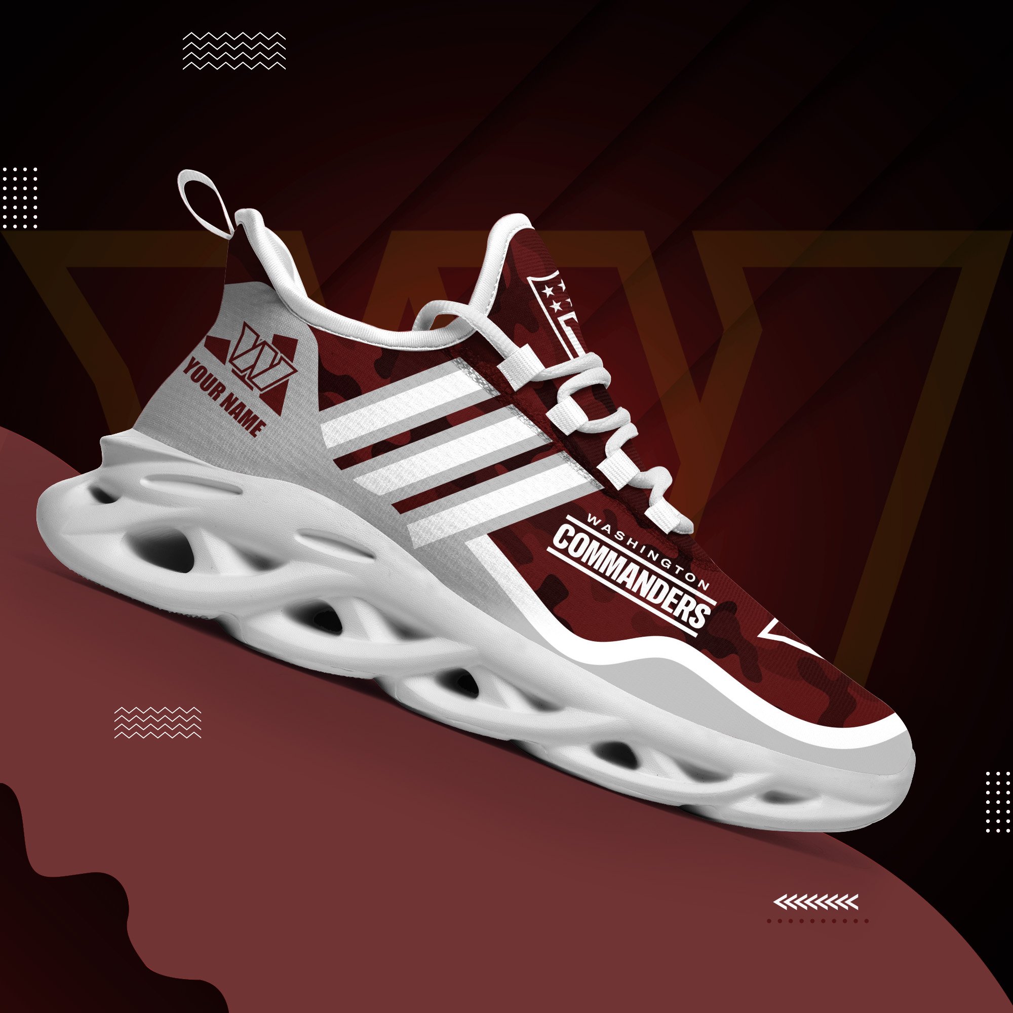 Washington Commanders Black Max Soul Shoes 2025 Versions Custom Name 430