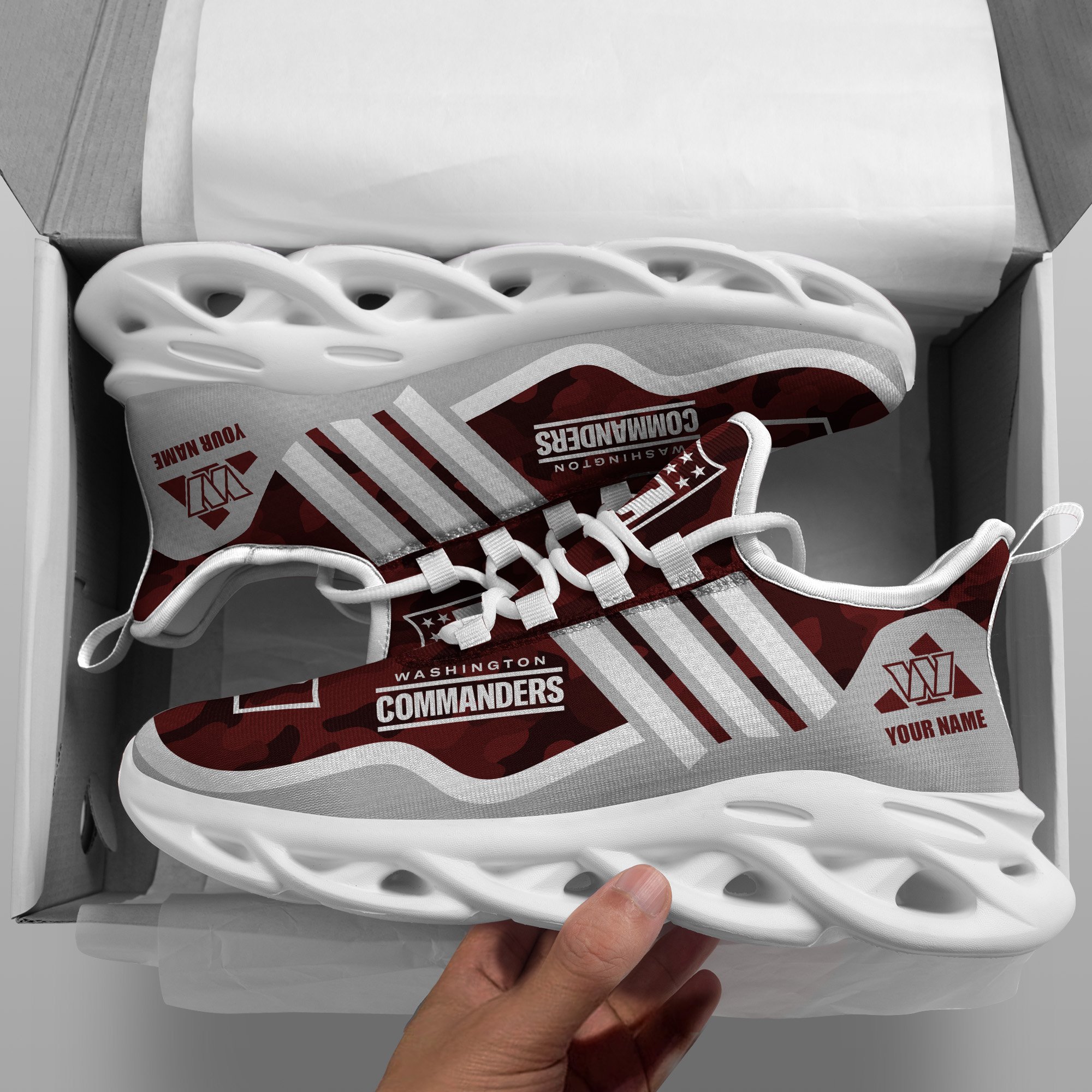 Washington Commanders Black Max Soul Shoes 2025 Versions Custom Name 430