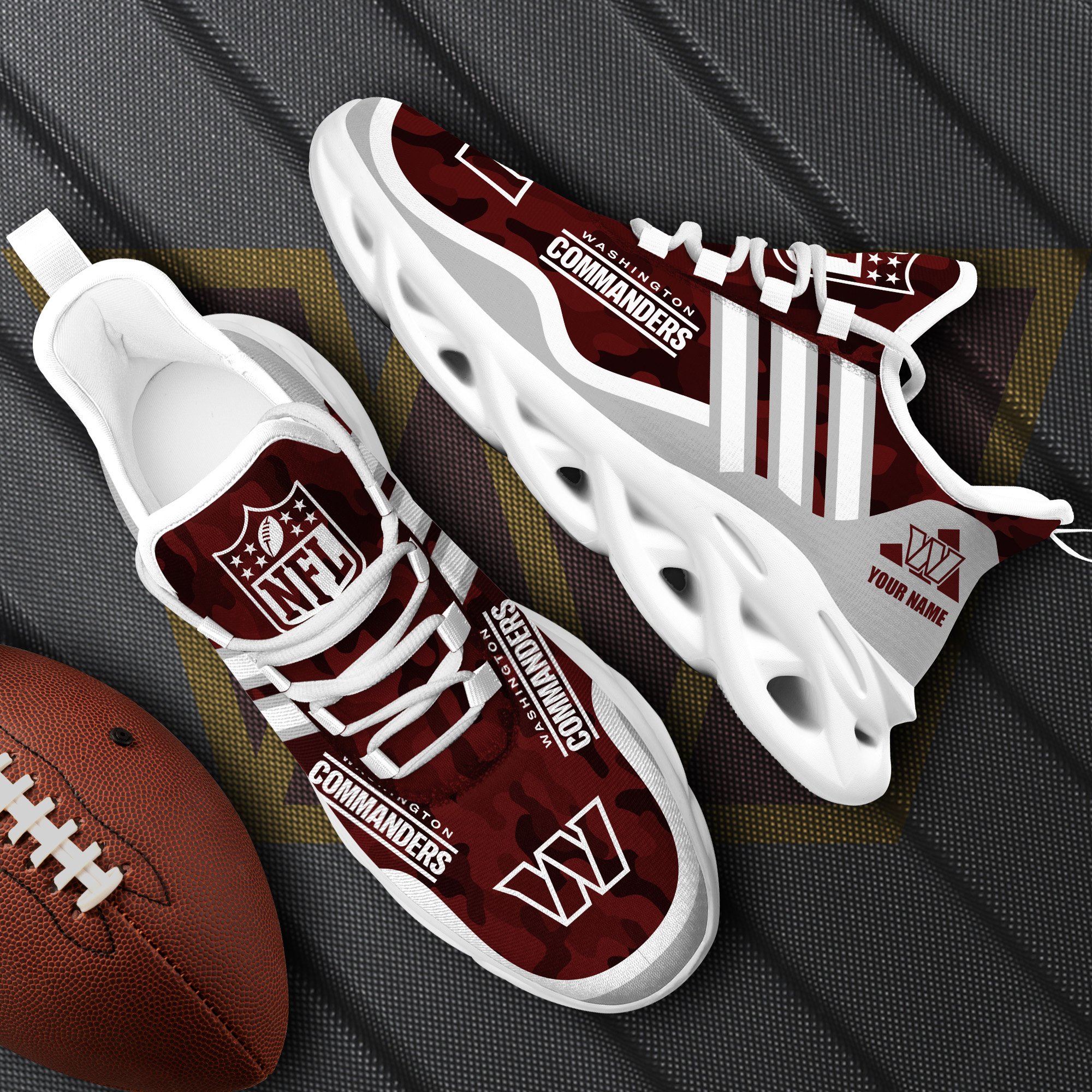 Washington Commanders Black Max Soul Shoes 2025 Versions Custom Name 430