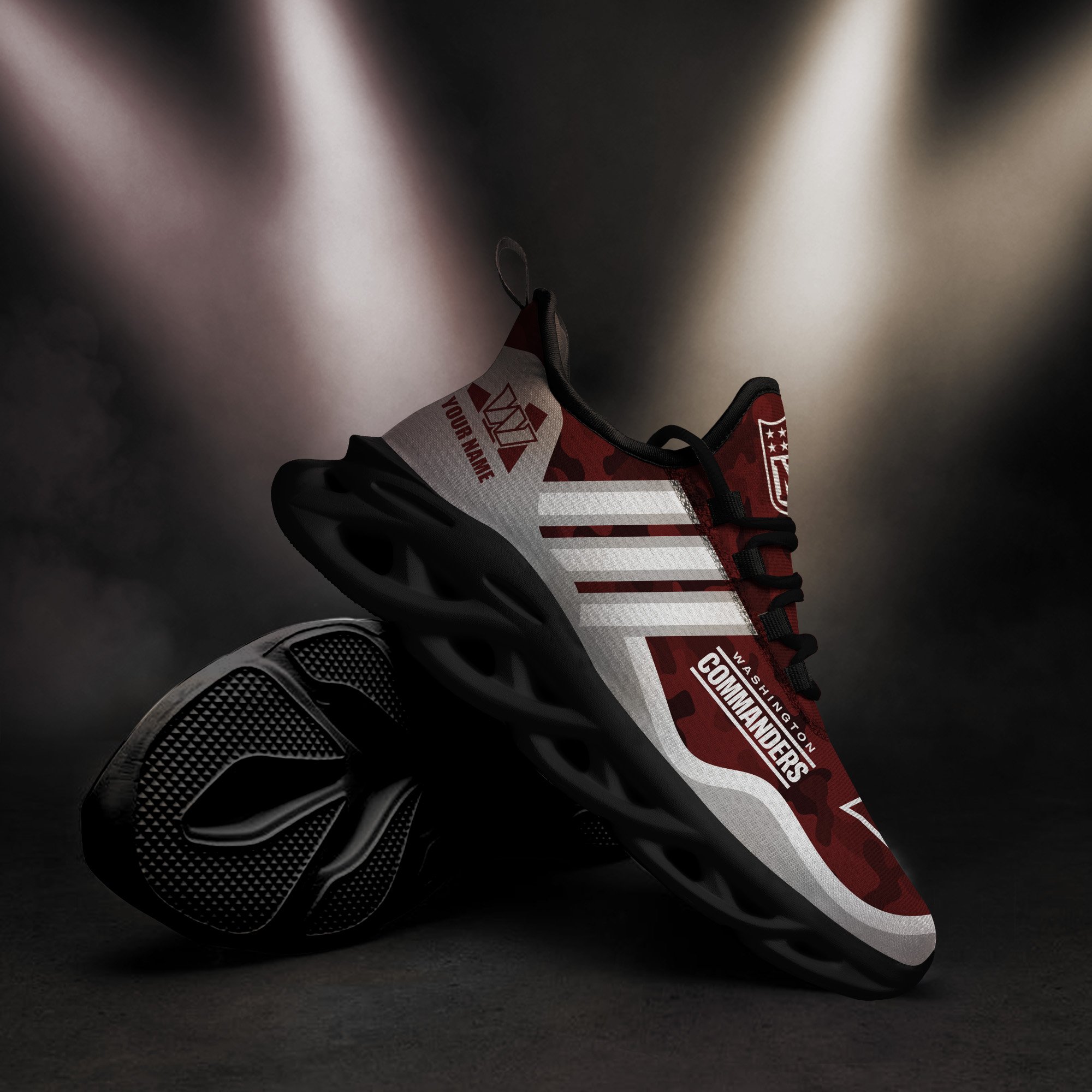 Washington Commanders Black Max Soul Shoes 2025 Versions Custom Name 430