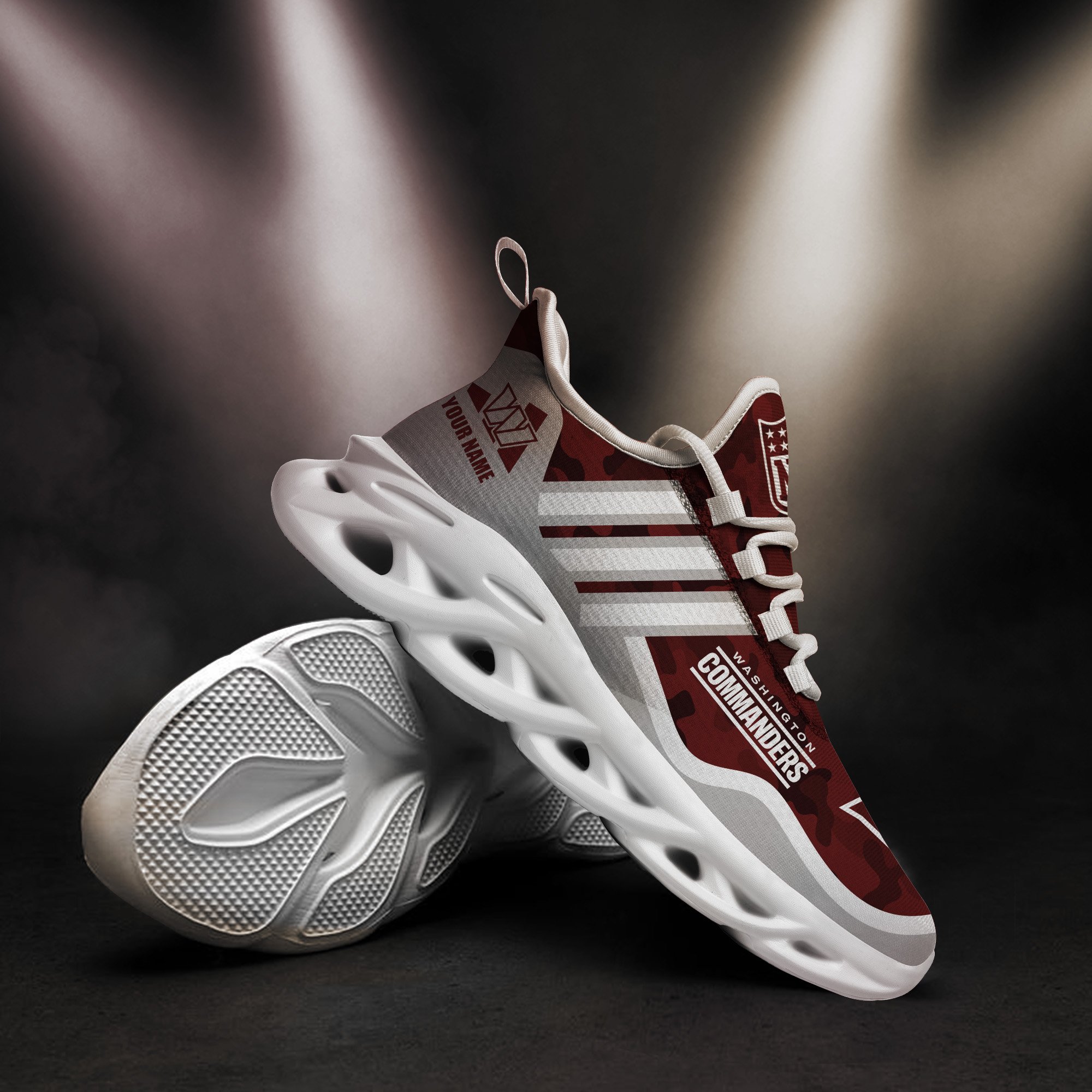 Washington Commanders Black Max Soul Shoes 2025 Versions Custom Name 430