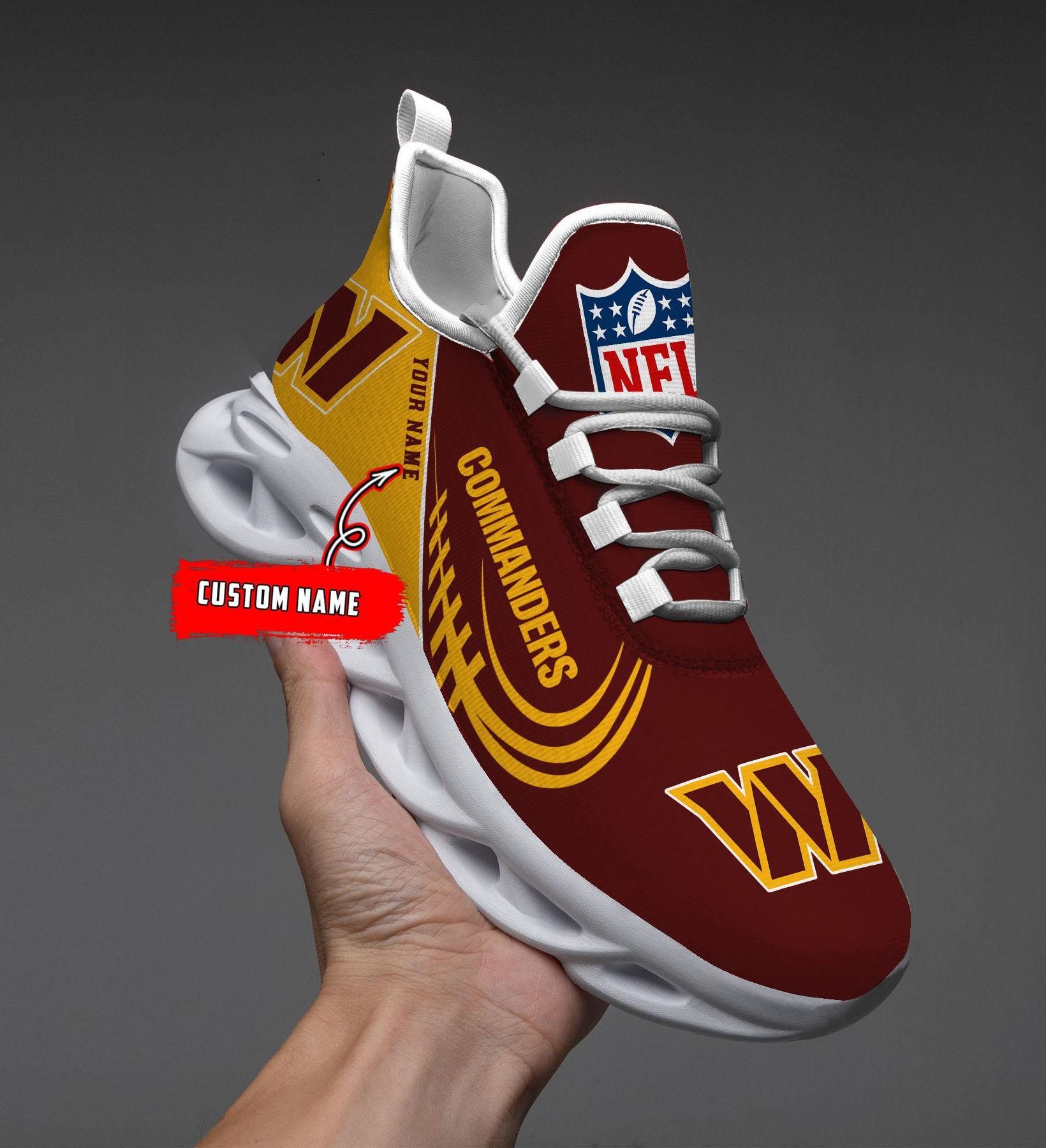 Washington Commanders Black Max Soul Shoes 2025 Versions Custom Name 630