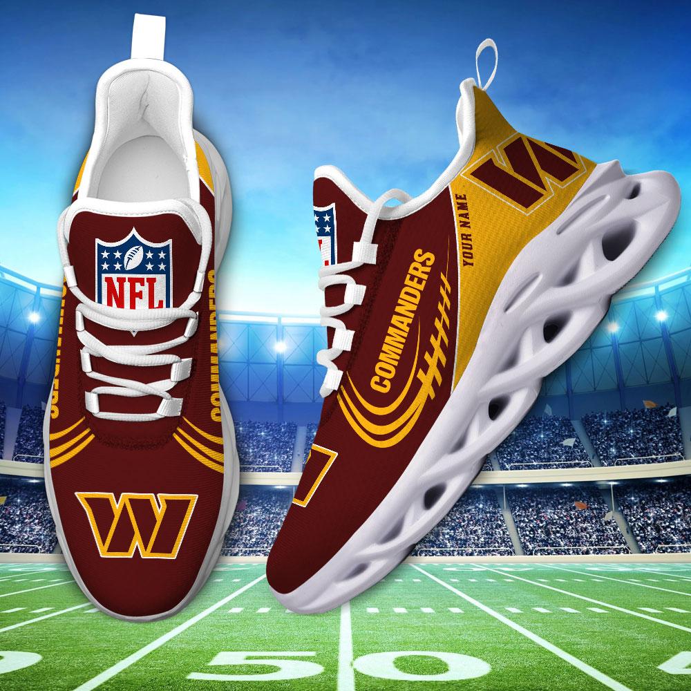 Washington Commanders Black Max Soul Shoes 2025 Versions Custom Name 630